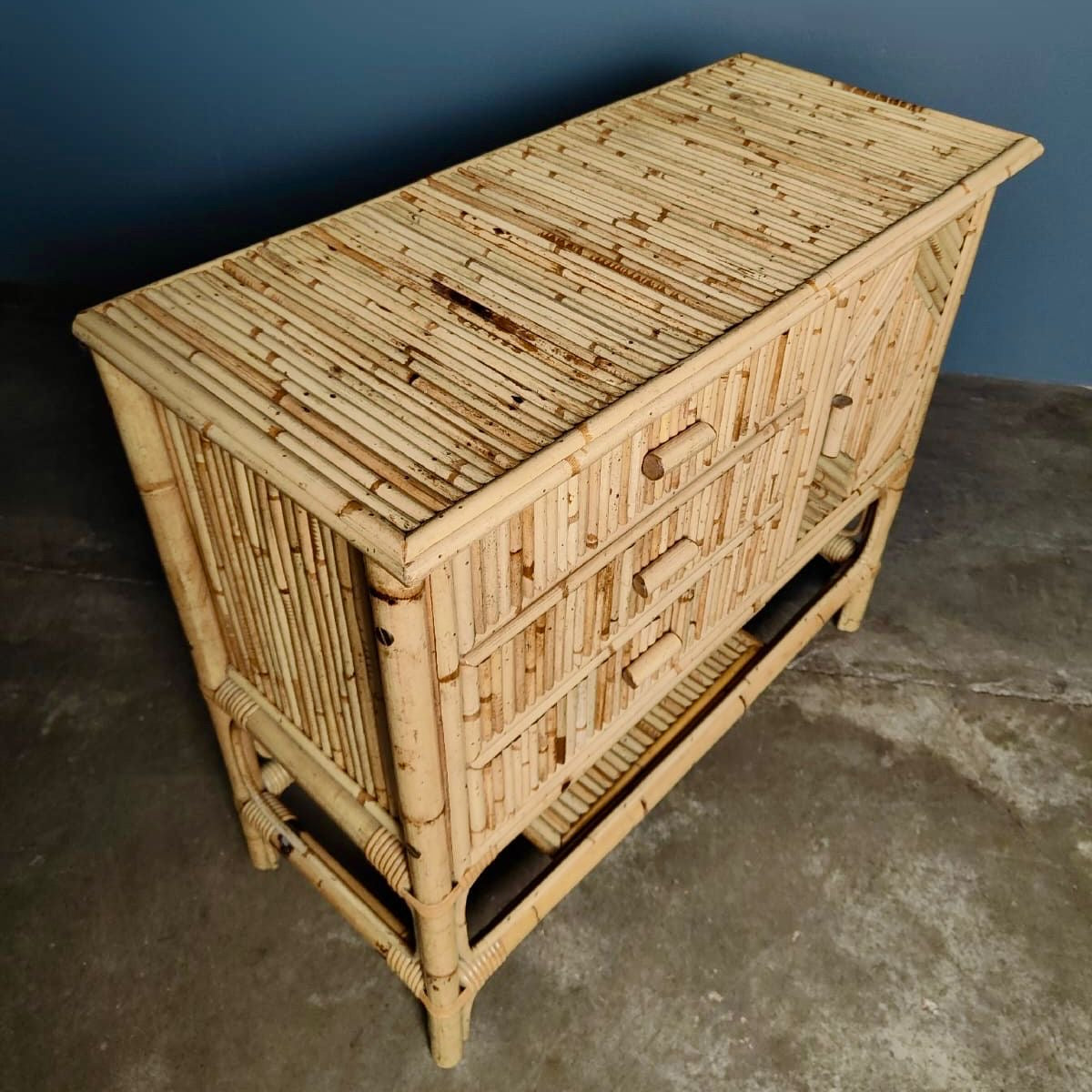 SOLD Retro Bamboo Tiki Boho Sideboard/Chest Of Drawers Mid Century Vintage MCM