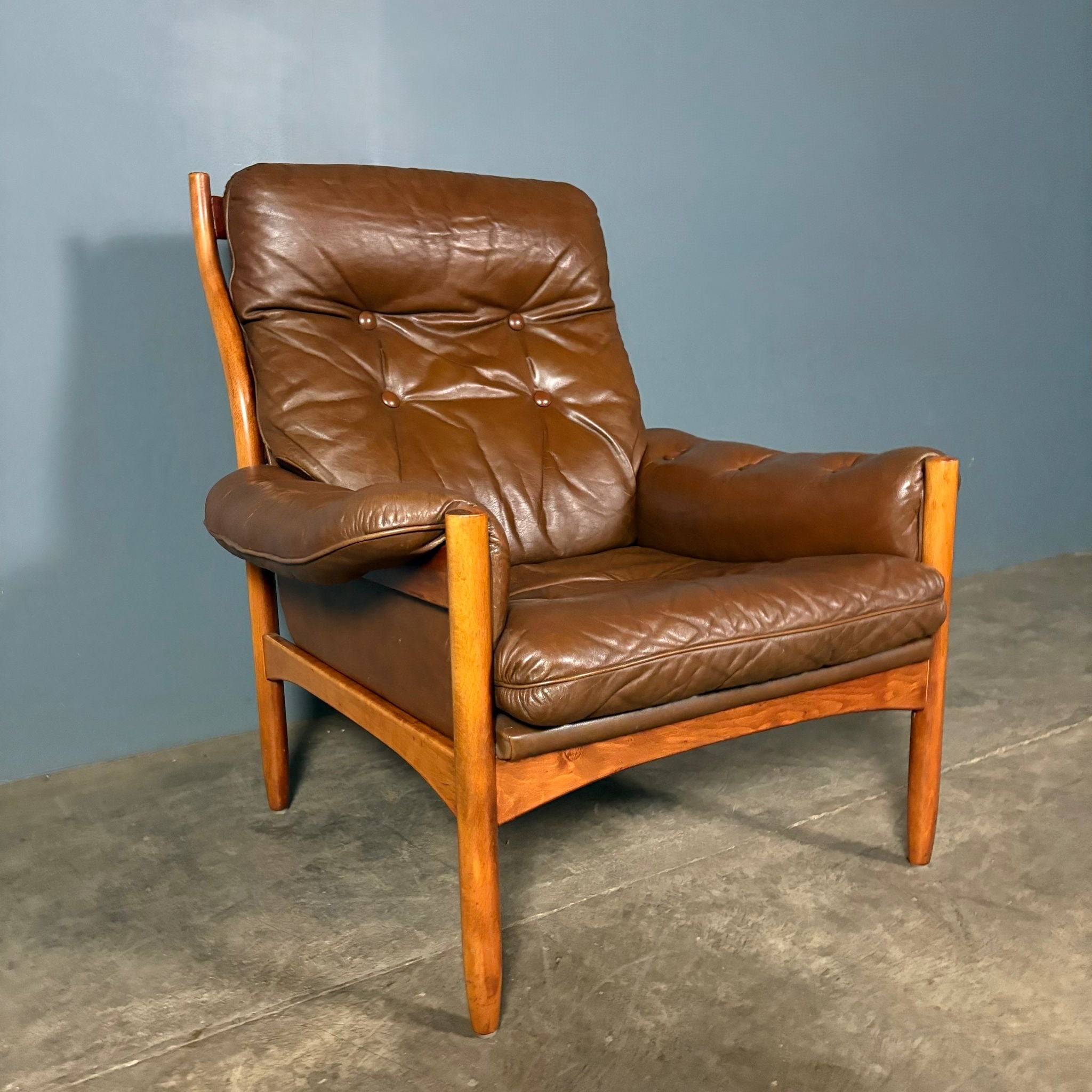Mid Century Göte Möbler Brown Leather Armchair Vintage Retro MCM
