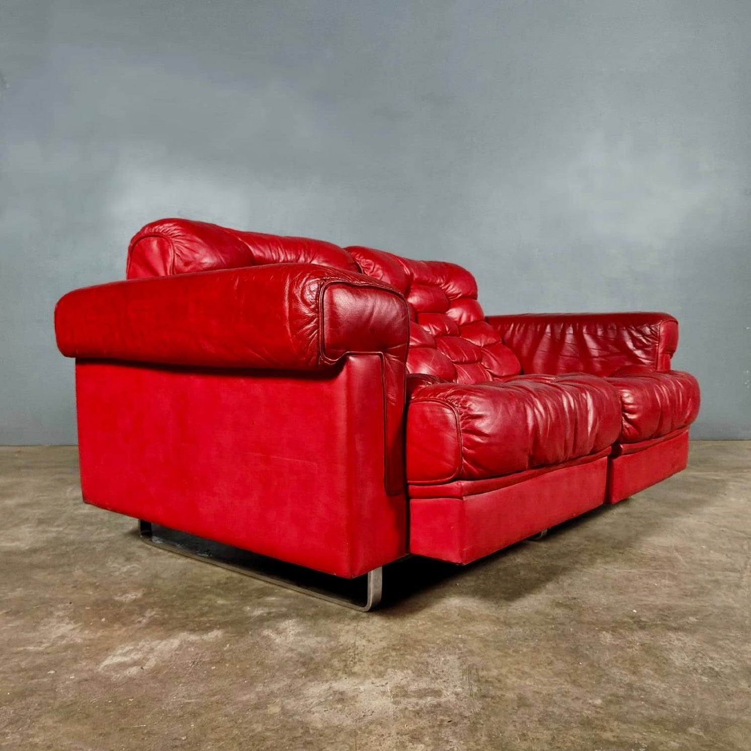 SOLD Reclining Two Seater Sofa De Sede DS-P Leather By Robert Haussmann Switzerland 1971 Mid Century Vintage Retro MCM