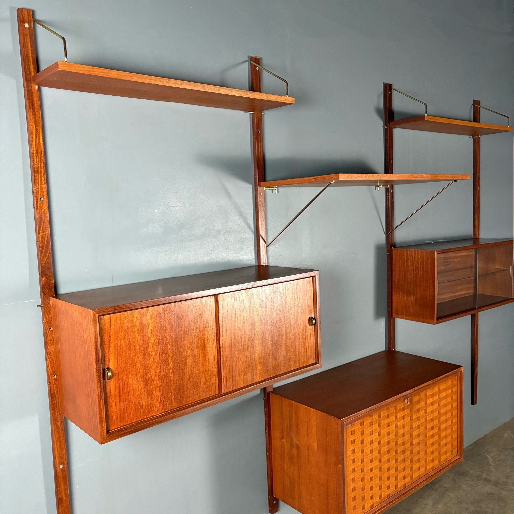 Mid Century Poul Cadovius Royal System Cado Large Teak Wall Unit Vintage Retro MCM Set 6