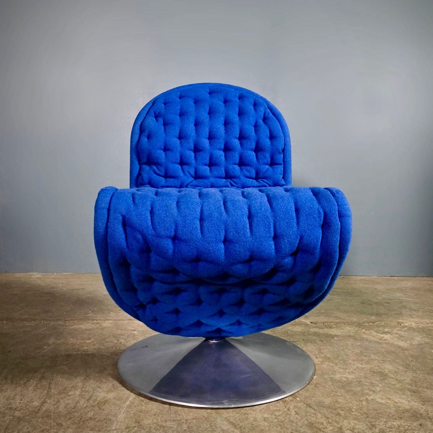 Blue Wool Verner Panton For Fritz Hansen 1-2-3 Series Easy Lounge Chair Mid Century Vintage Retro MCM