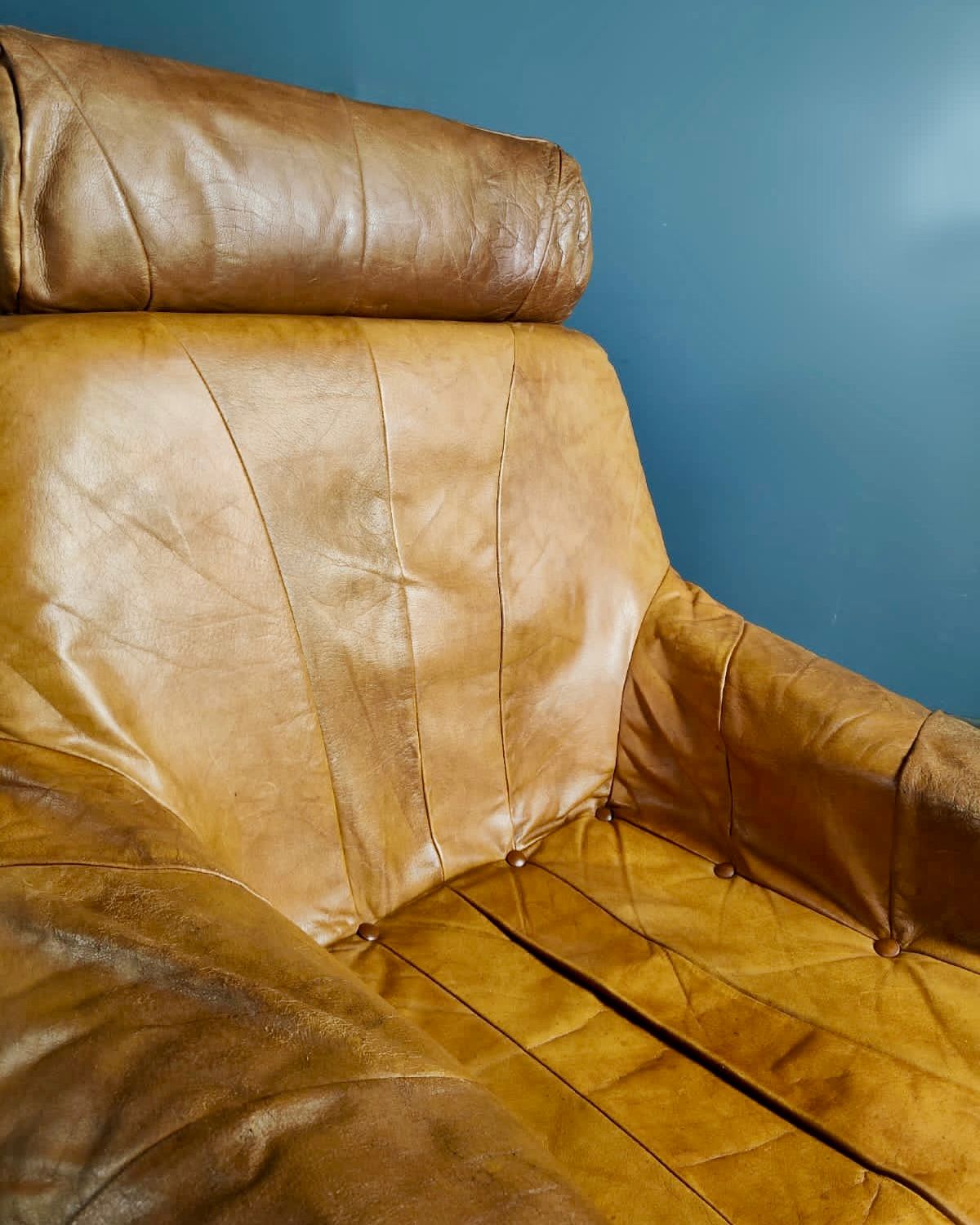 SOLD High Back Leather Armchair Brutalist Percival Lafer Style Mid Century Vintage Retro MCM