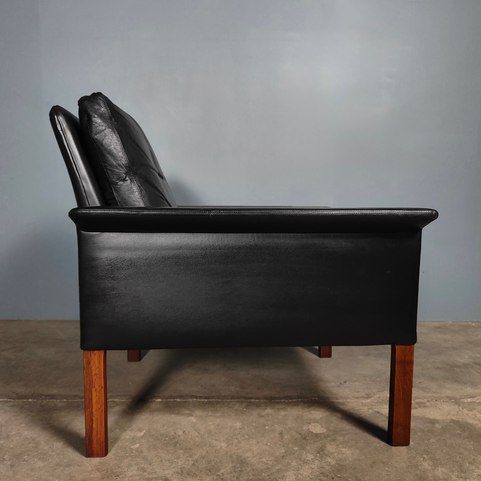 SOLD Black Leather Armchair Hans Olsen CS Møbler Model 500 Mid Century Vintage Retro MCM