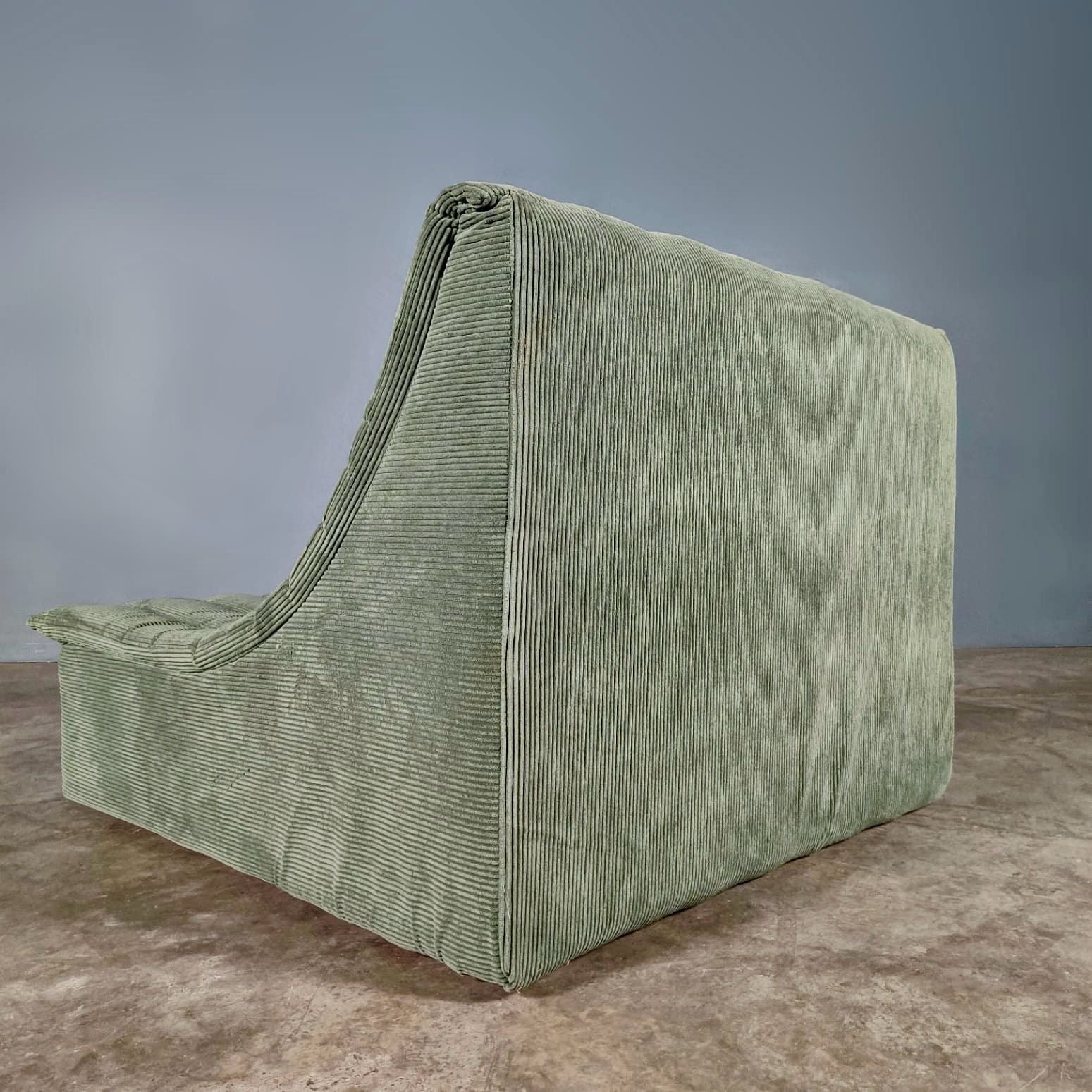 SOLD Pair Of Habitat Green Velvet Scoops Lounge Chairs Mid Century Vintage Retro MCM