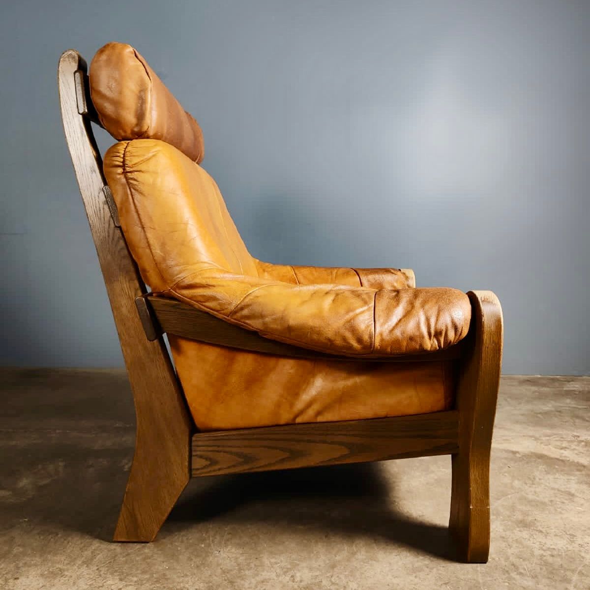SOLD High Back Leather Armchair Brutalist Percival Lafer Style Mid Century Vintage Retro MCM