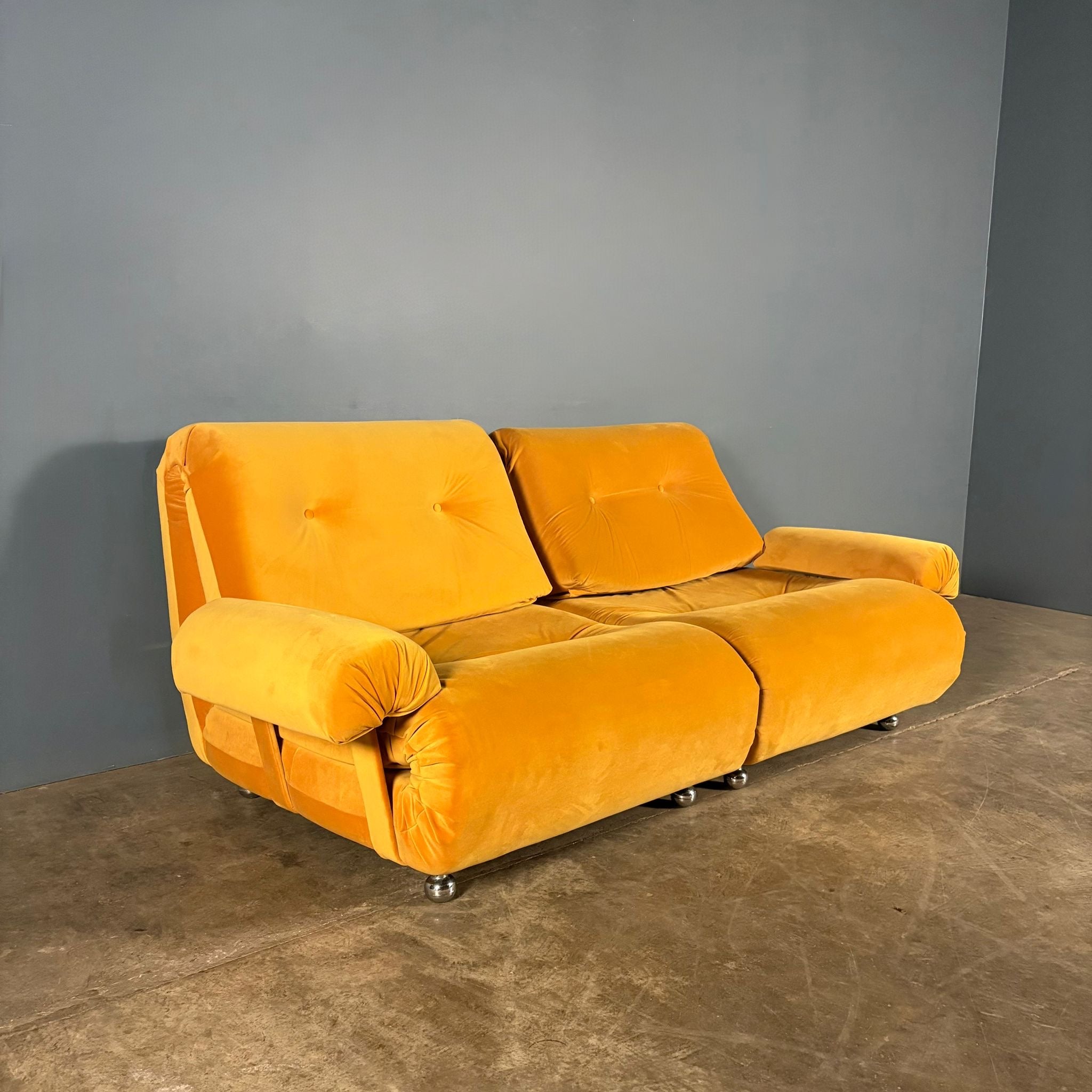Mid Century G Plan Set Of 3 Modular Sofa/Armchairs Yellow Velvet Vintage Retro MCM
