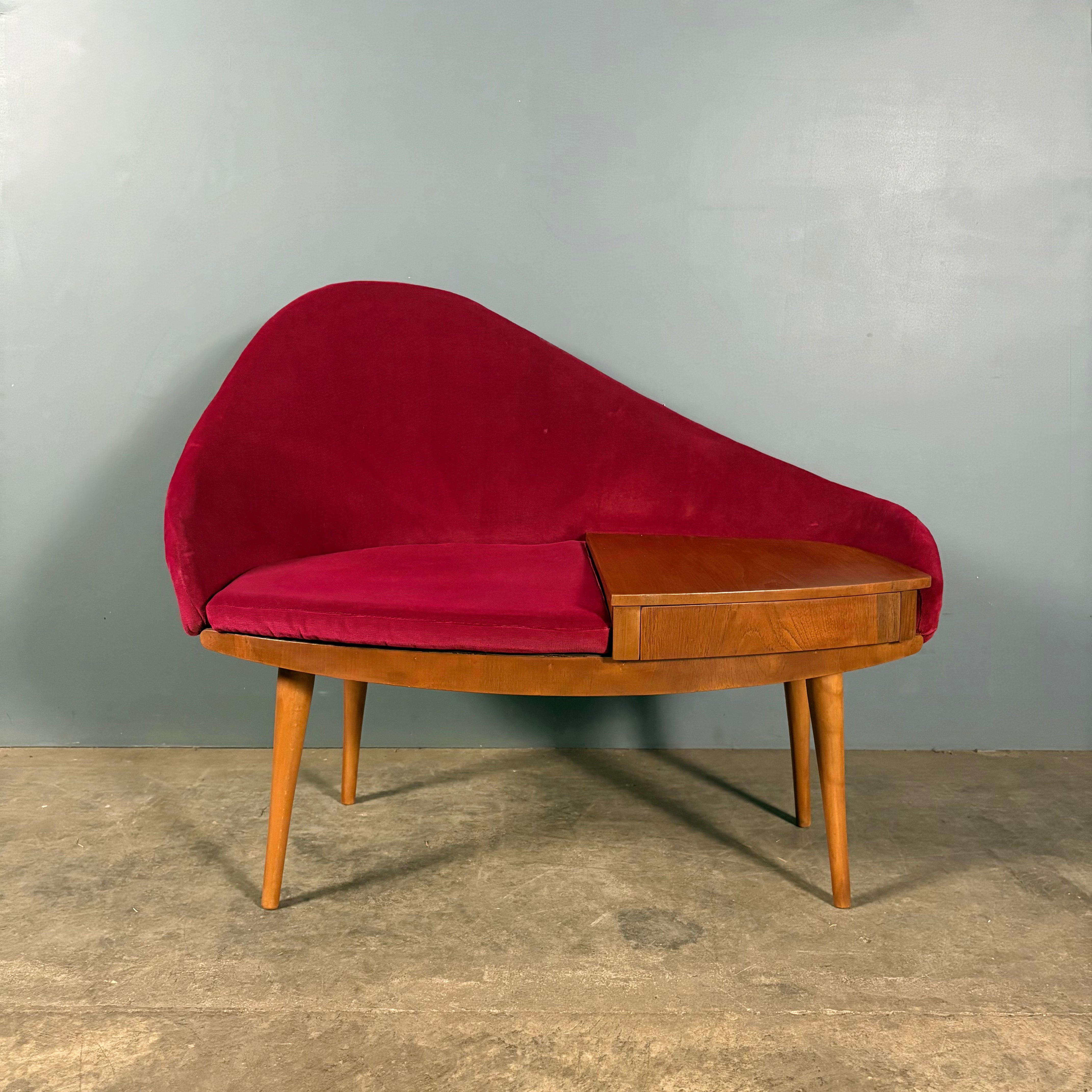 Chippy Heath Contour Curved Telephone Table Seat Mid Century Vintage Retro MCM