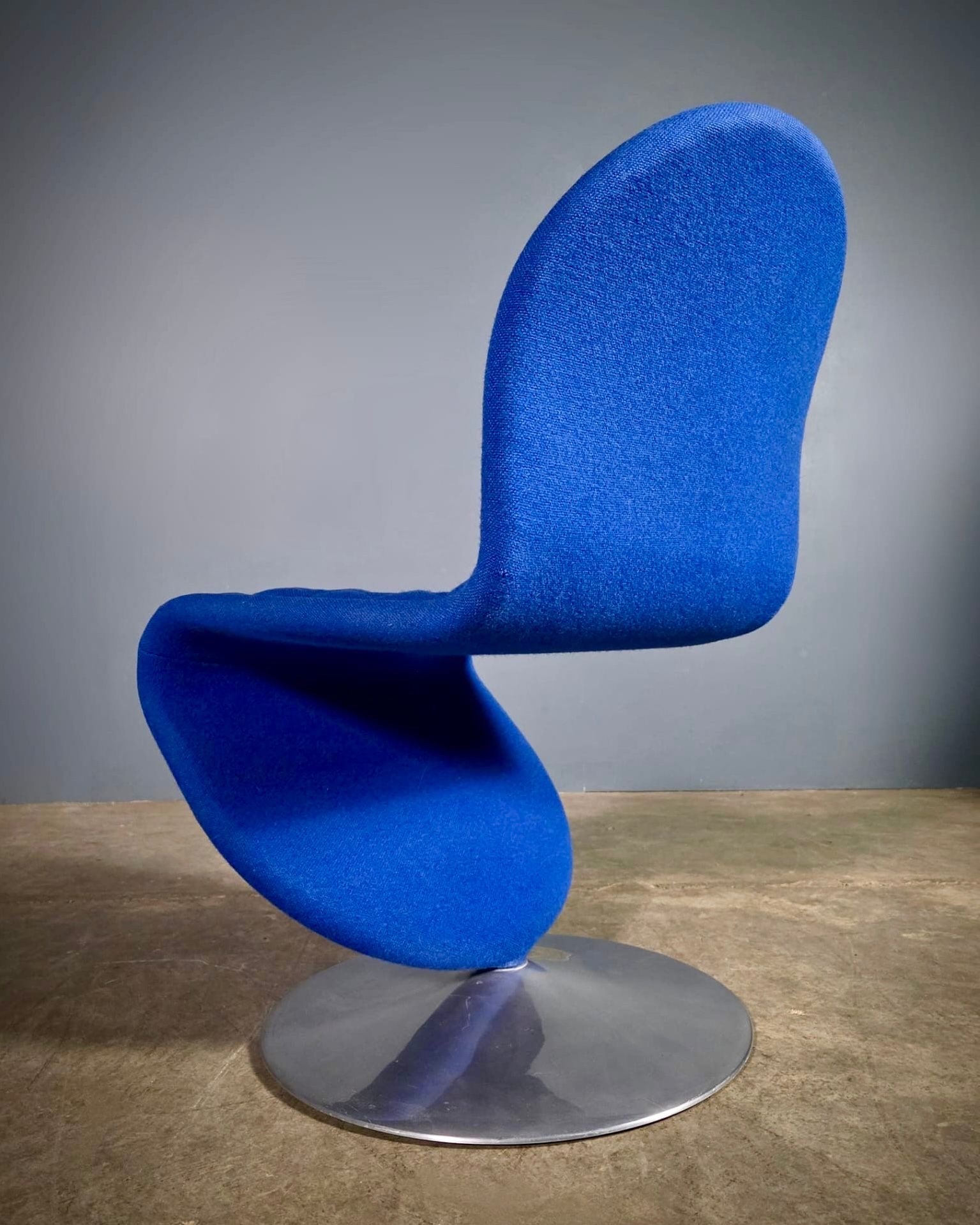 Blue Wool Verner Panton For Fritz Hansen 1-2-3 Series Easy Lounge Chair Mid Century Vintage Retro MCM