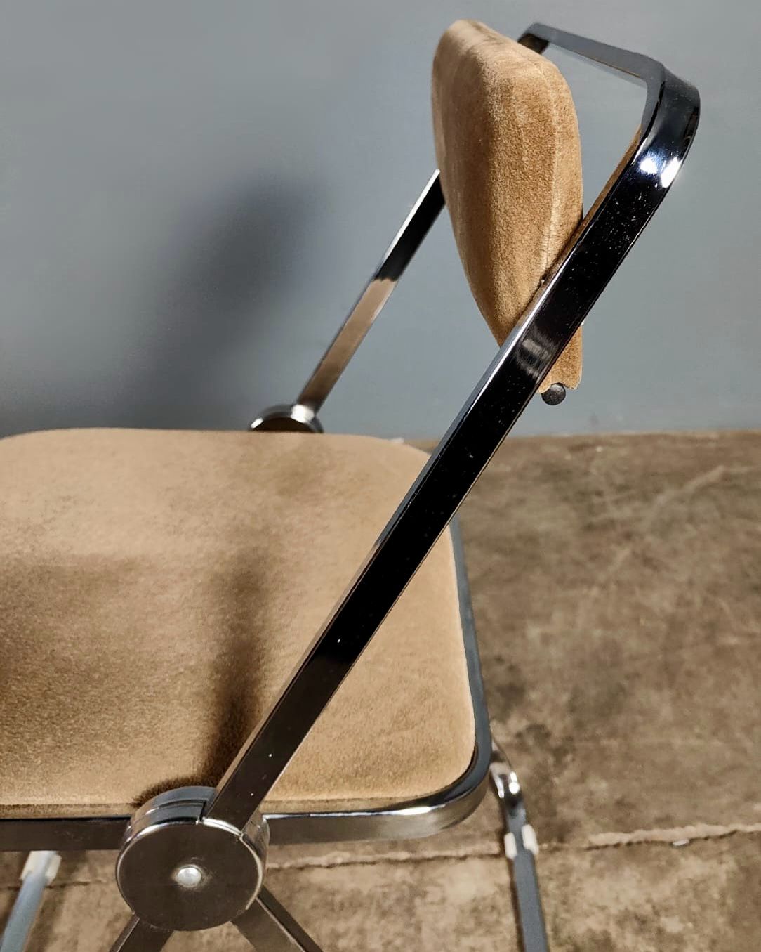 SOLD 6 x Mid Century Italian Chrome Folding Dining Chairs By Arredamenti Metallici Vintage Retro MCM