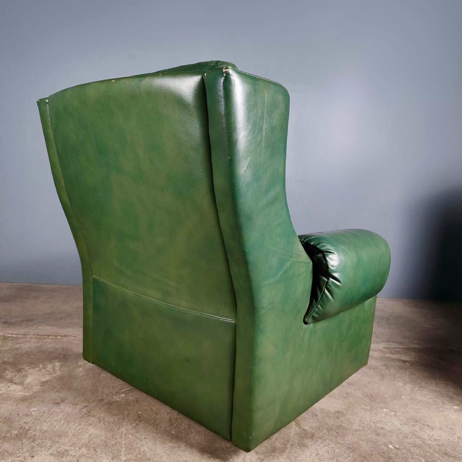 SOLD Pair Of Gimson & Slater Mid Century Green Leather Armchairs Chairs Vintage Retro MCM