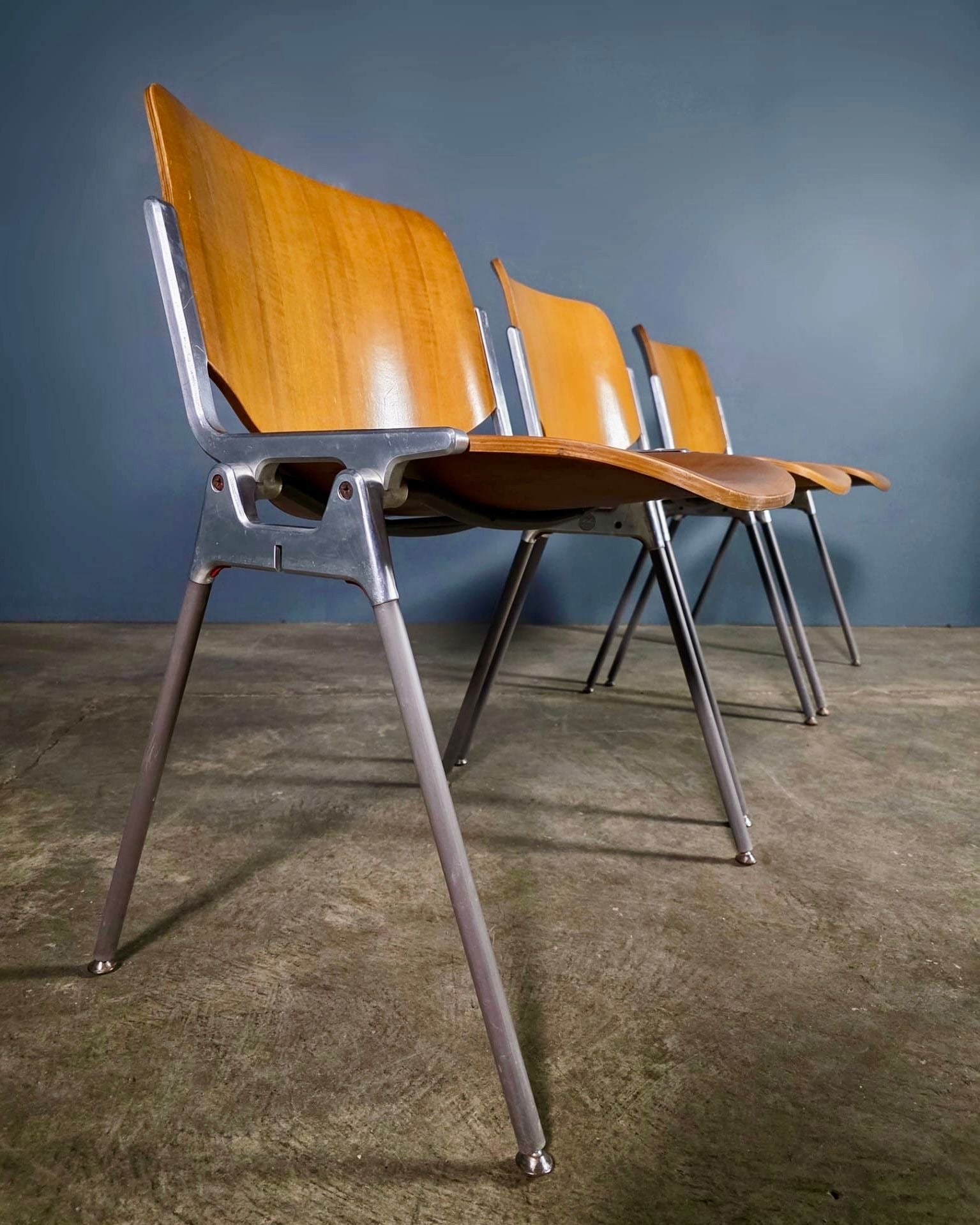 SOLD Set Of Three DSC 106 Stacking Dining Chairs Giancarlo Piretti Castelli Mid Century Vintage Retro MCM