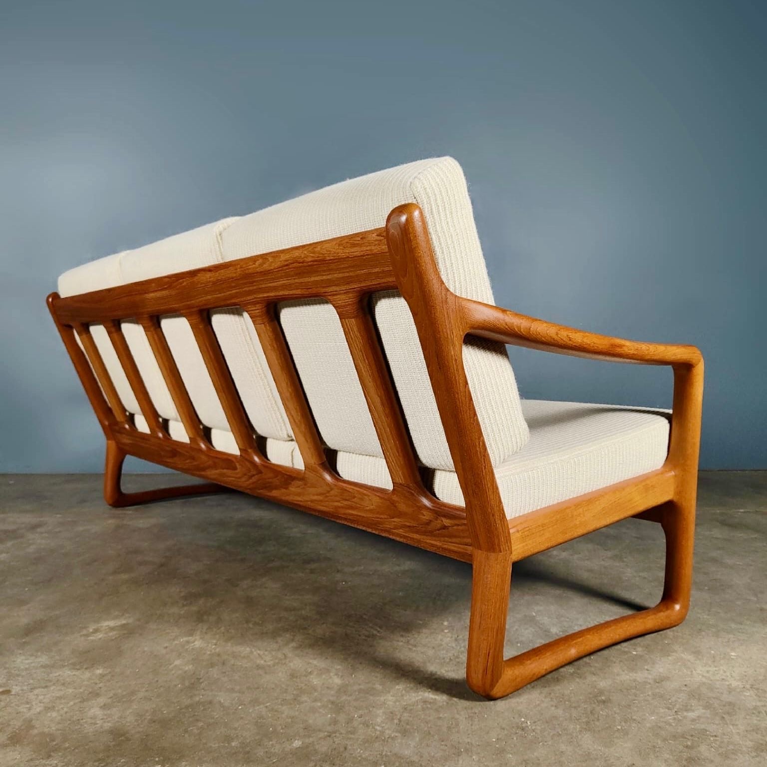 Mid Century Danish Juul Kristensen Teak Three Seater Sofa Vintage Retro MCM