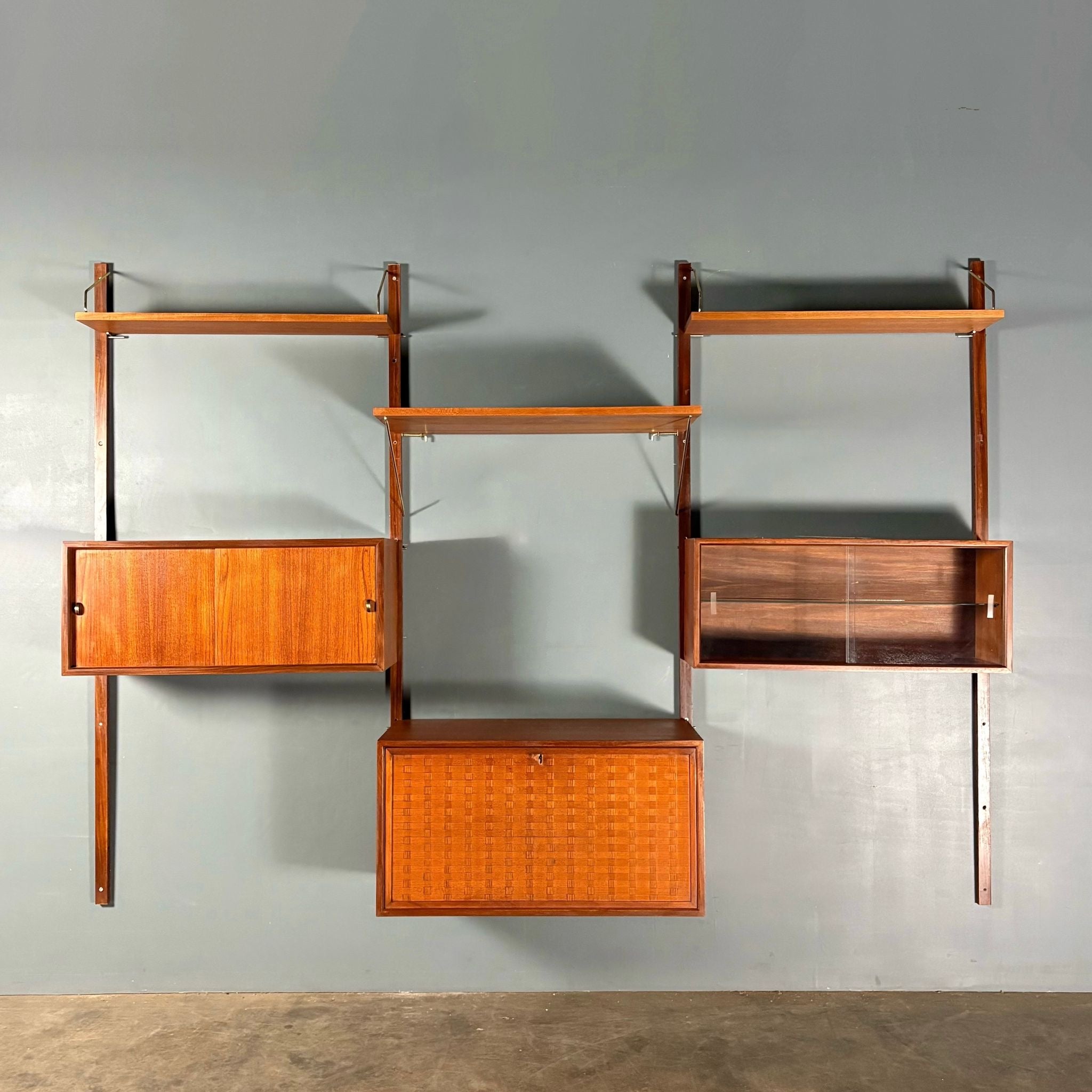Mid Century Poul Cadovius Royal System Cado Large Teak Wall Unit Vintage Retro MCM Set 6