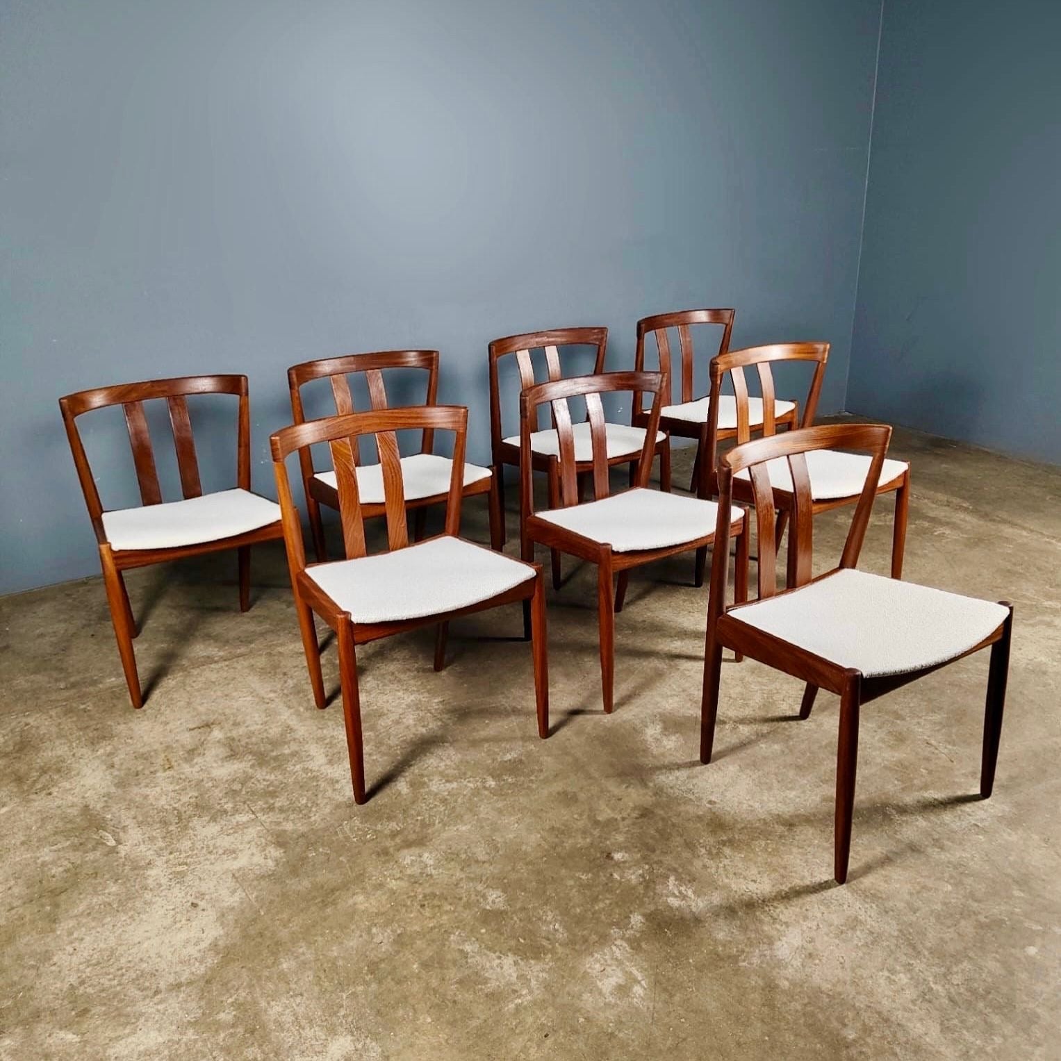 SOLD 8 x Kai Kristiansen Teak Dining Chairs Schou Andersen Mid Century Vintage Retro MCM