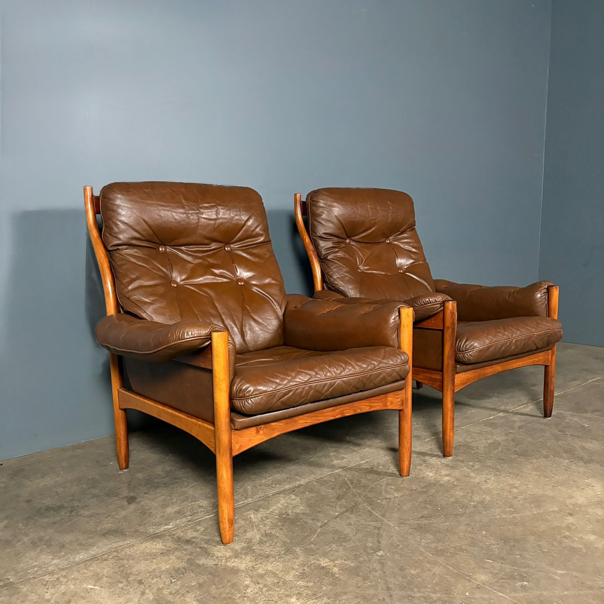 Mid Century Göte Möbler Brown Leather Armchair Vintage Retro MCM