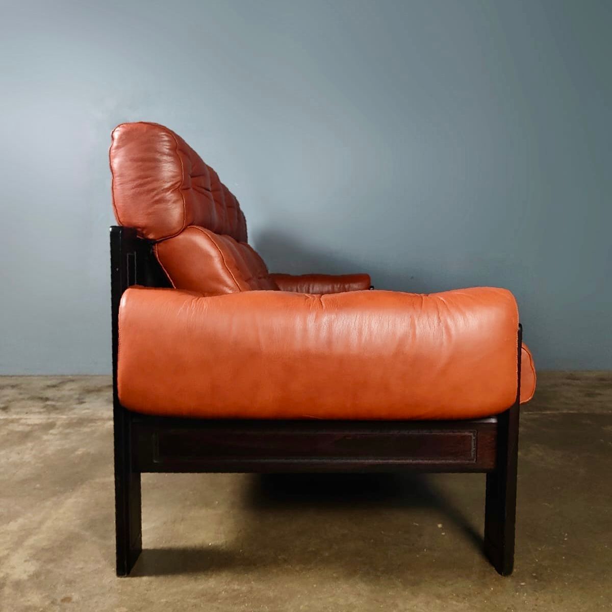 SOLD Mid Century Norwegian Ekornes Brasilia Leather Three Seater Sofa Vintage Retro MCM