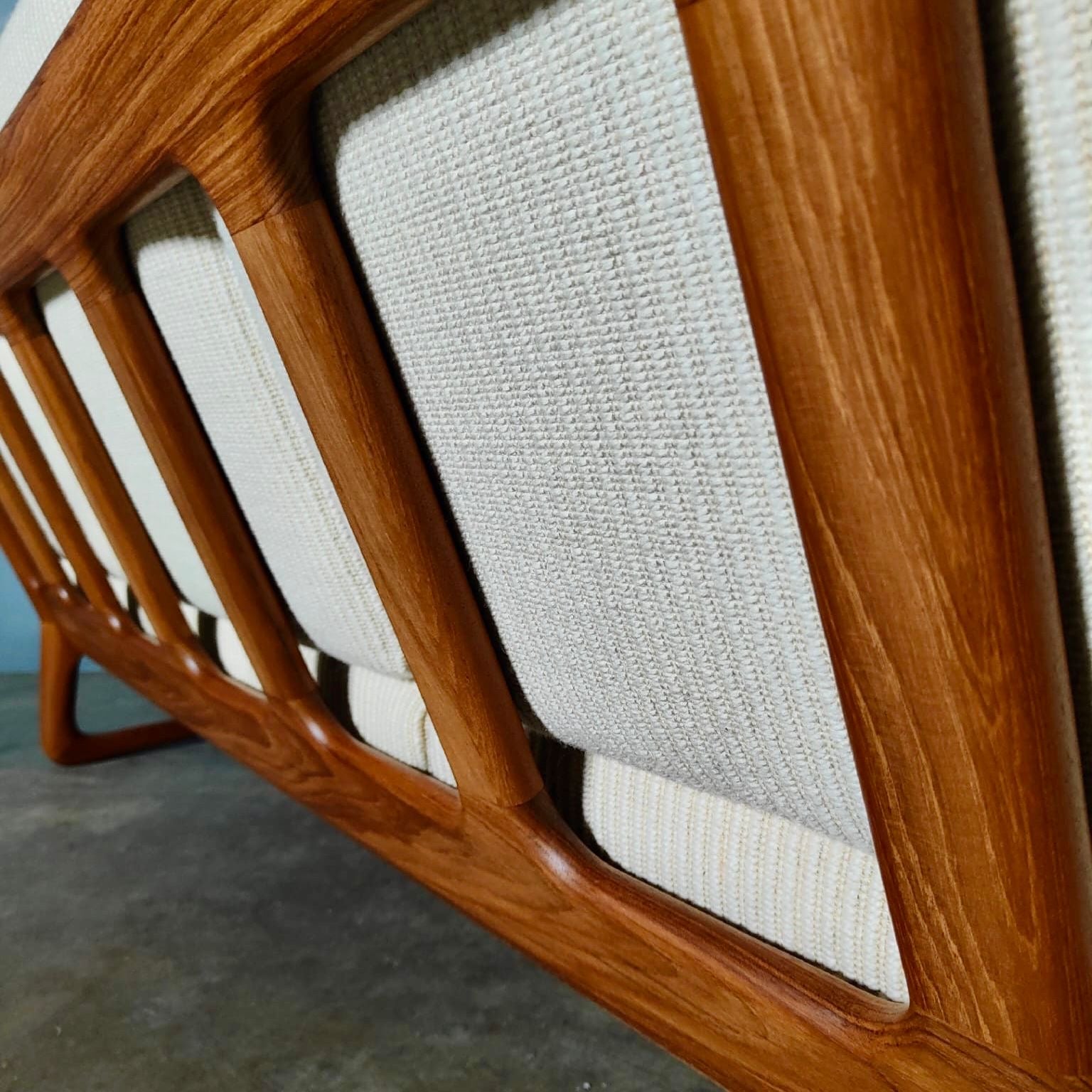 Mid Century Danish Juul Kristensen Teak Three Seater Sofa Vintage Retro MCM