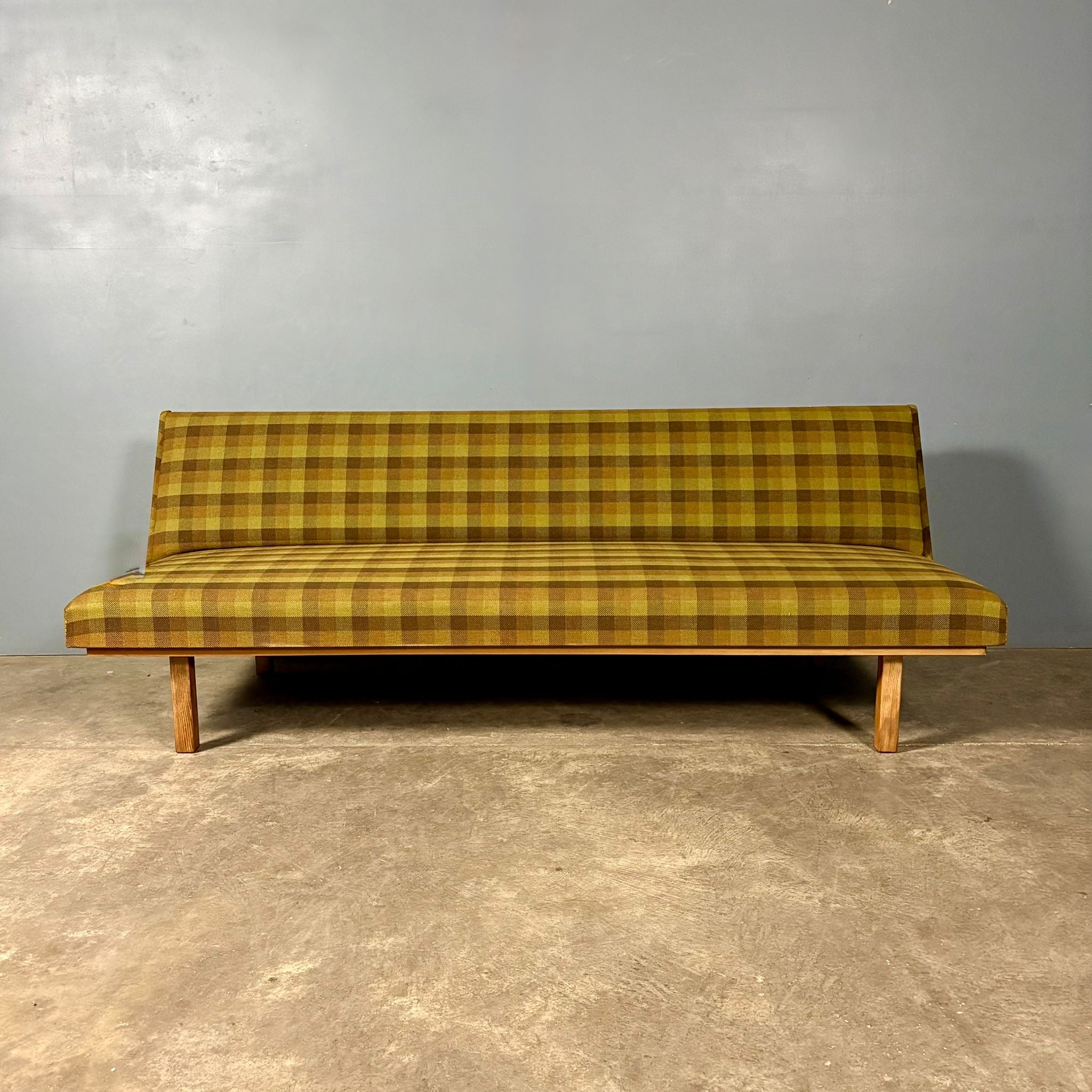 SOLD Hans Wegner Style Green Chequered Sofa Bed Daybed Mid Century Vintage Retro MCM