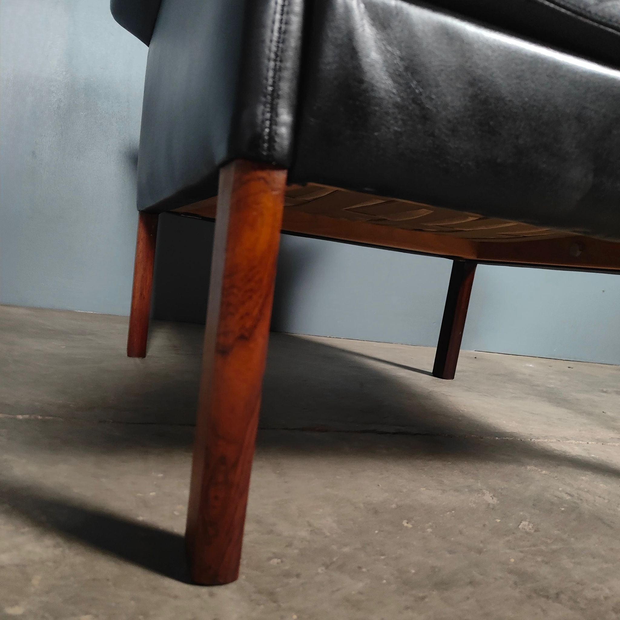 SOLD Black Leather Armchair Hans Olsen CS Møbler Model 500 Mid Century Vintage Retro MCM
