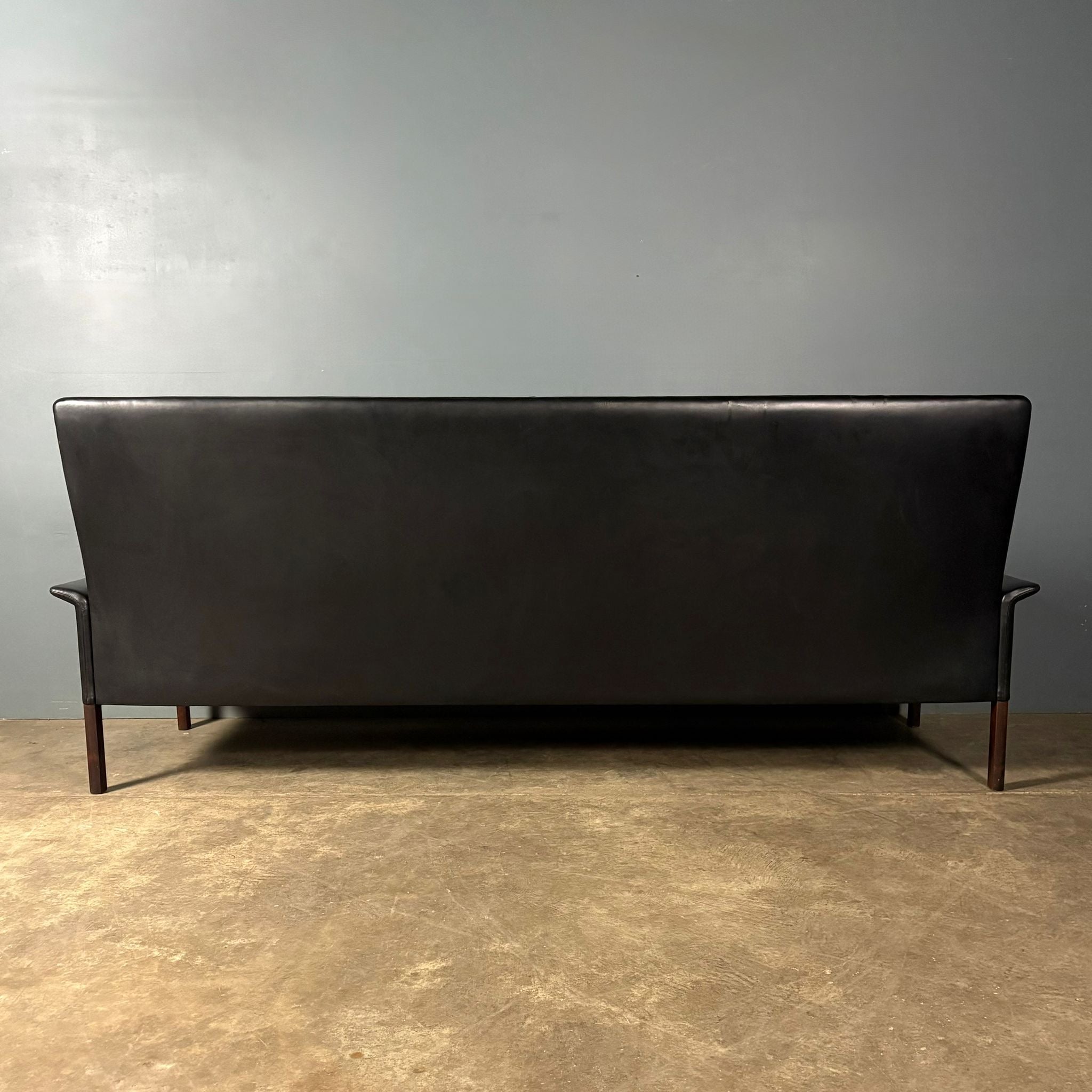 Four Seater Black Leather Sofa Hans Olsen CS Møbler Model 500 Mid Century Vintage Retro MCM