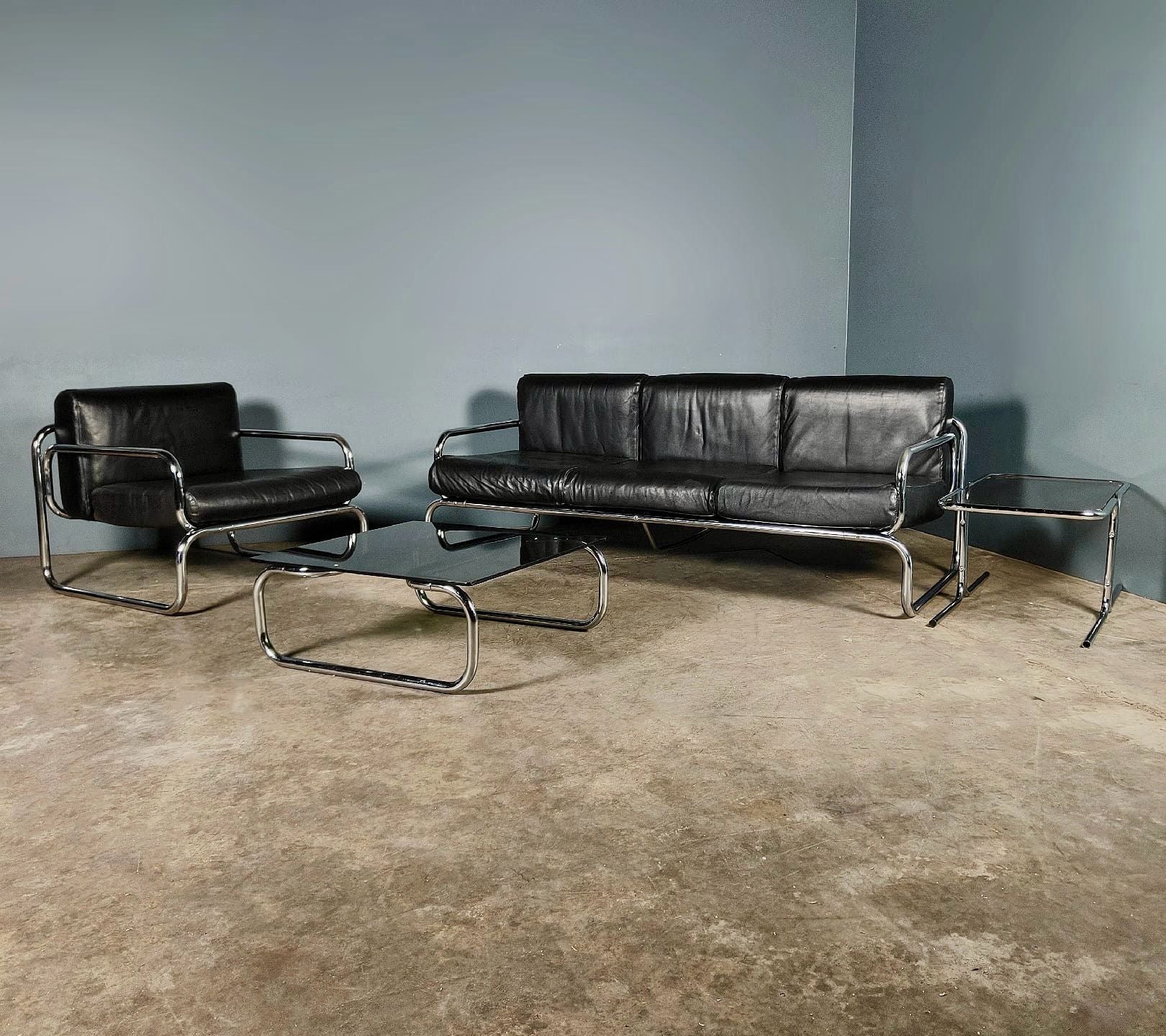 SOLD Mid Century Rodney Kinsman OMK Lounge Seating Set T2 T3 - Three Seater Sofa, Armchair, Coffee Table & Side Table Vintage Retro MCM