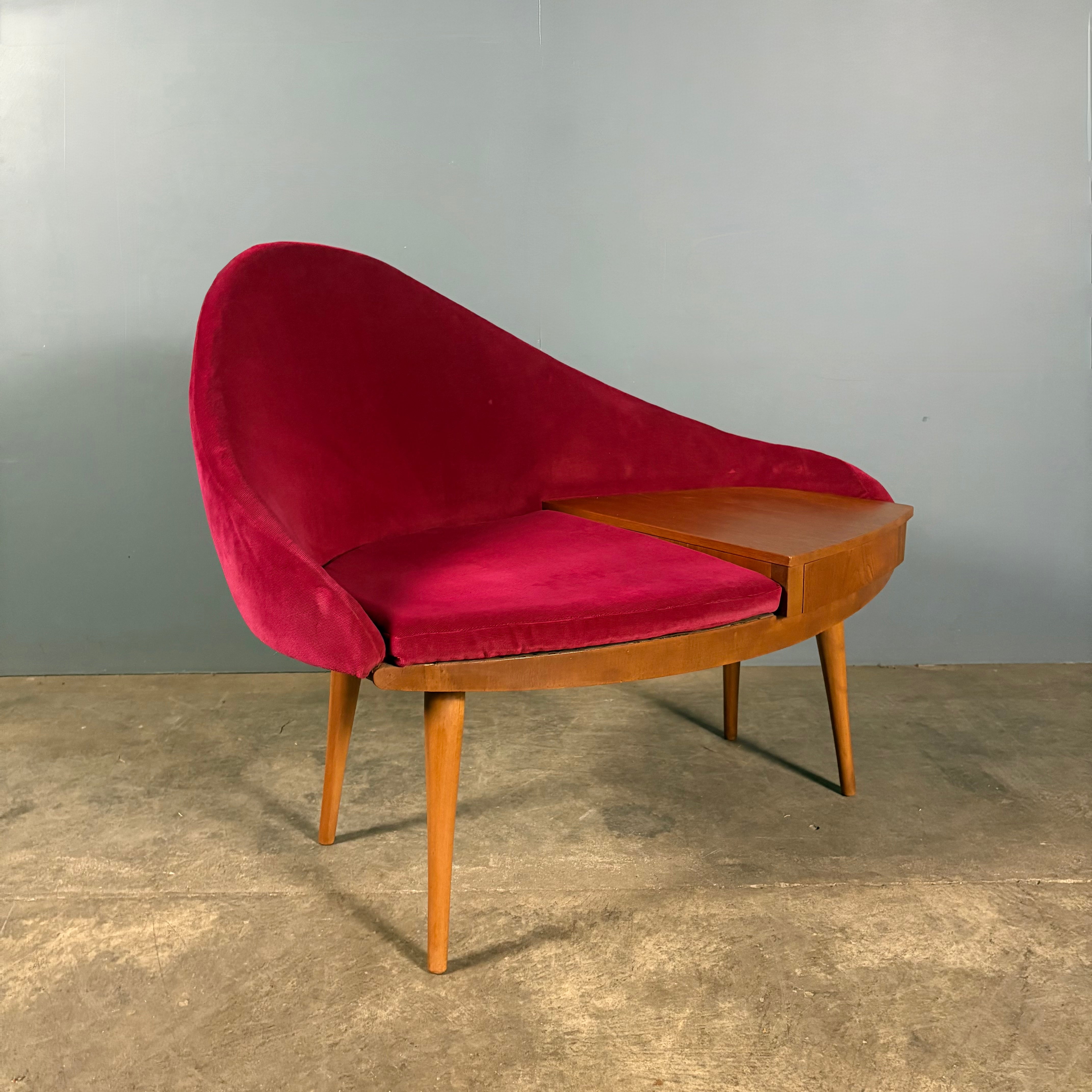 Chippy Heath Contour Curved Telephone Table Seat Mid Century Vintage Retro MCM