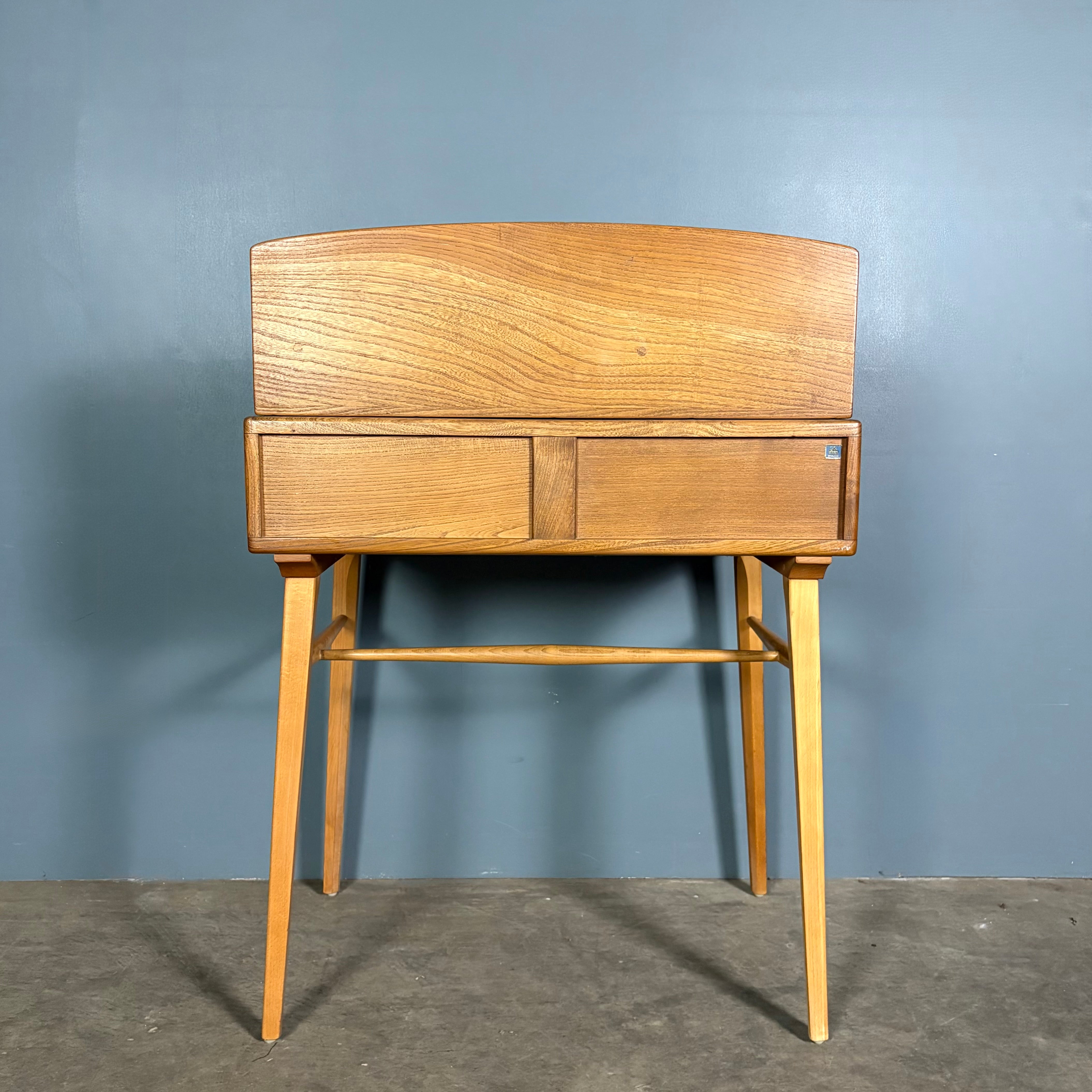 Ercol Model 437/439 Elm Windsor Writing Desk/Table & Matching Chair Mid Century Vintage Retro MCM