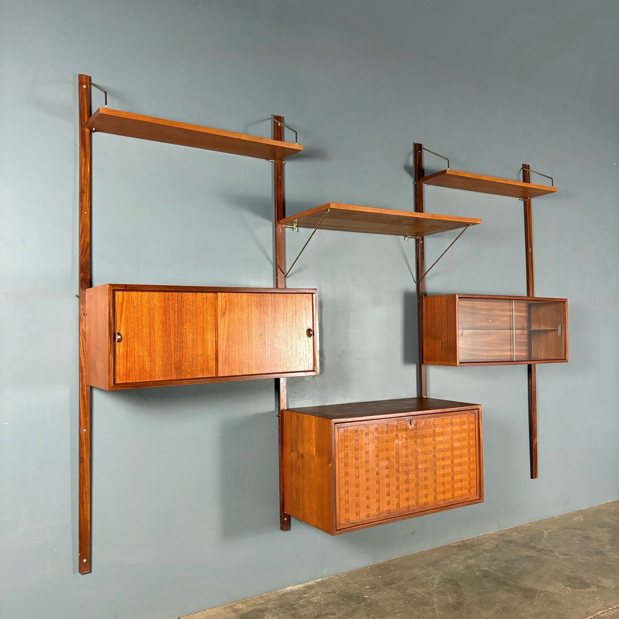 Mid Century Poul Cadovius Royal System Cado Large Teak Wall Unit Vintage Retro MCM Set 6