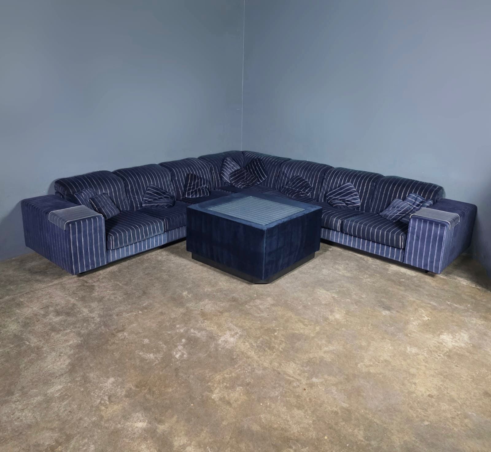 Howard Keith Original Blue Barbican Modular Sofa Set By HK London Mid Century Vintage Retro MCM