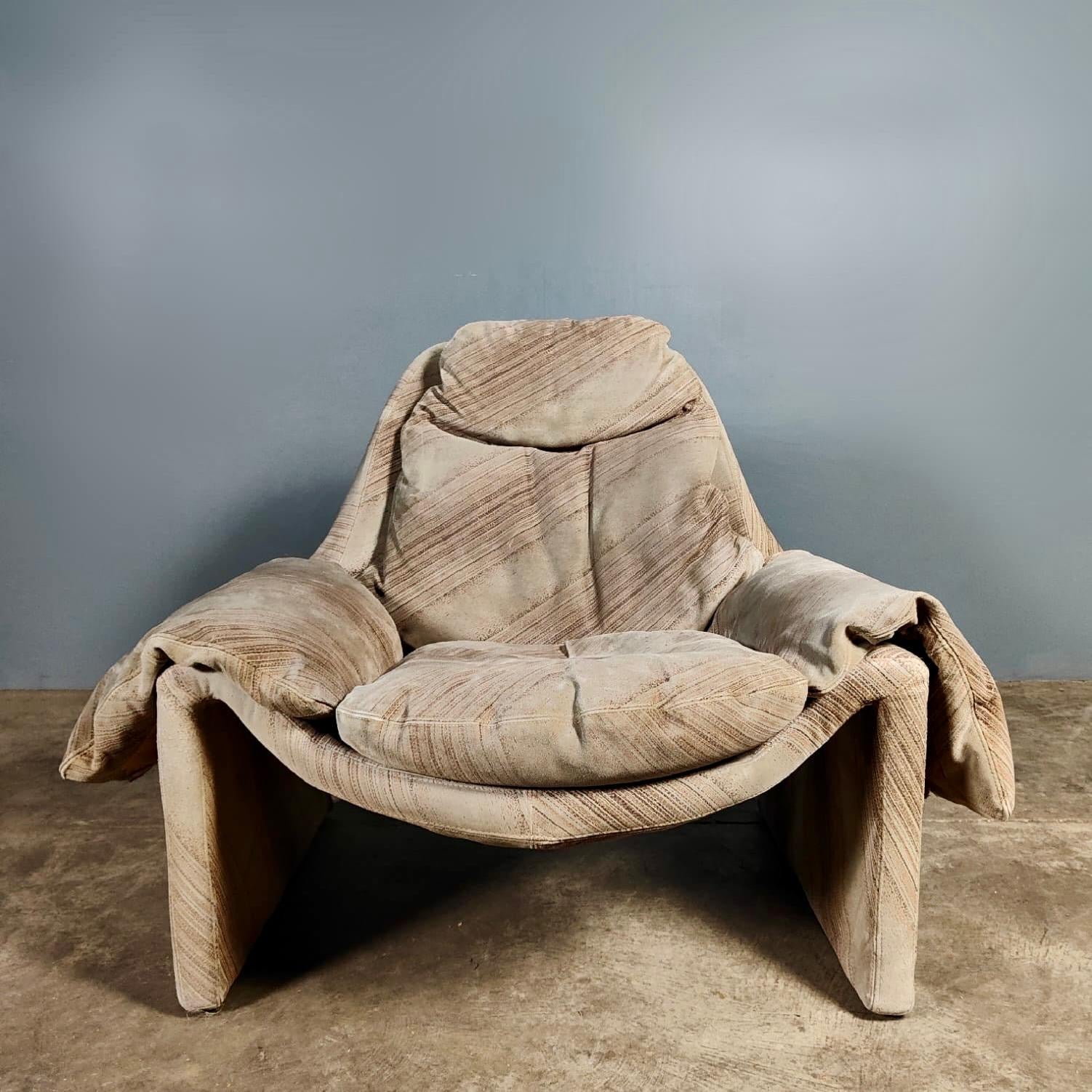 SOLD Mid Century P60 Suede Lounge Chair & Footstool By Vittorio Introini For Saporiti Proposals Vintage Retro MCM