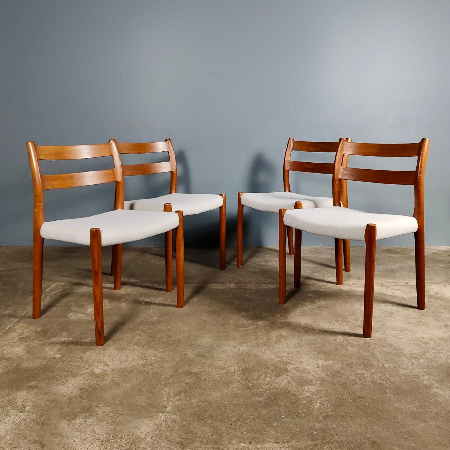 SOLD 4 x Model 84 Teak Dining Chairs Niels Otto Møller J.L Møllers Møbelfabrik Mid Century Vintage Retro MCM