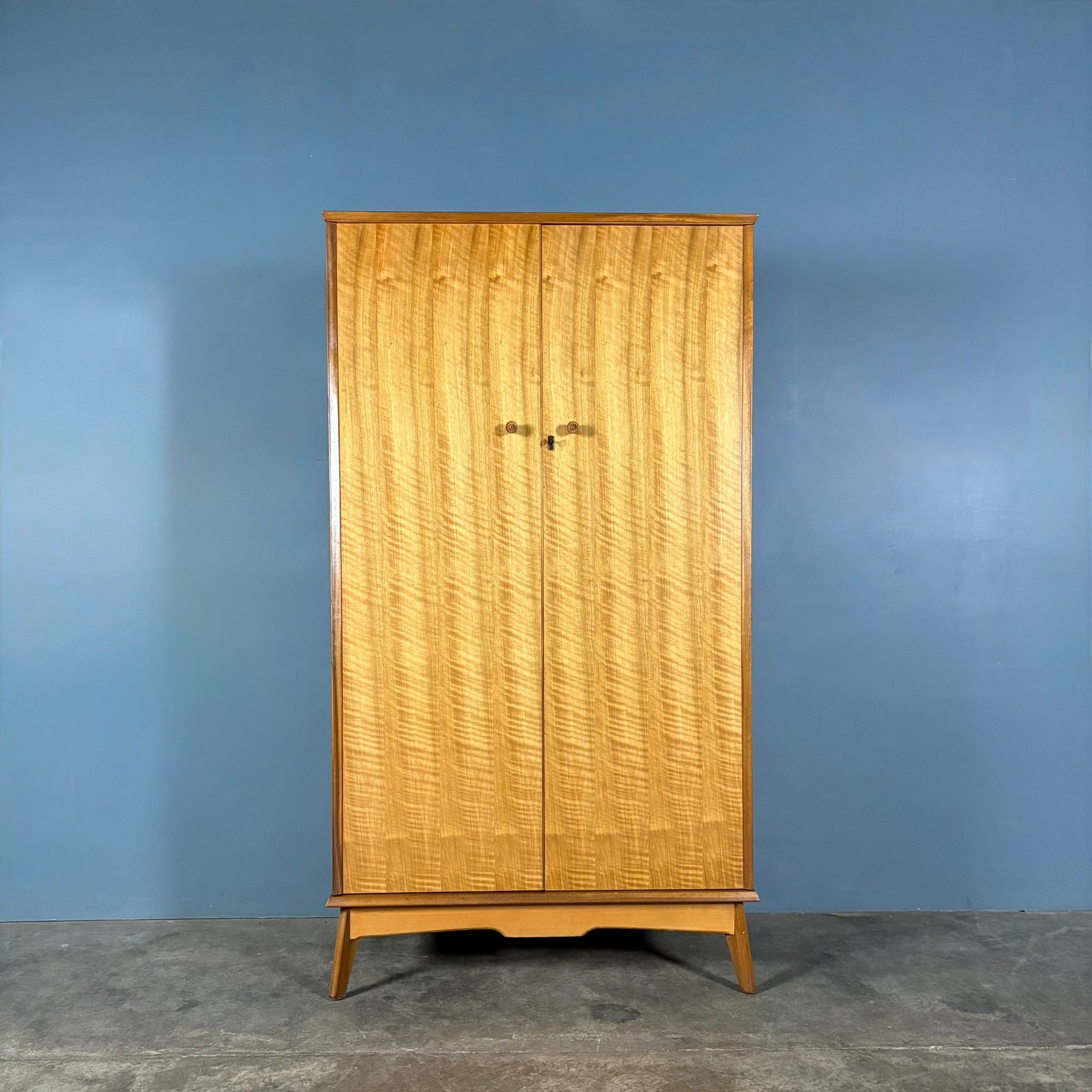Pair Of Alfred Cox Matching ‘His & Her’ Walnut Wardrobes Mid Century Vintage Retro MCM