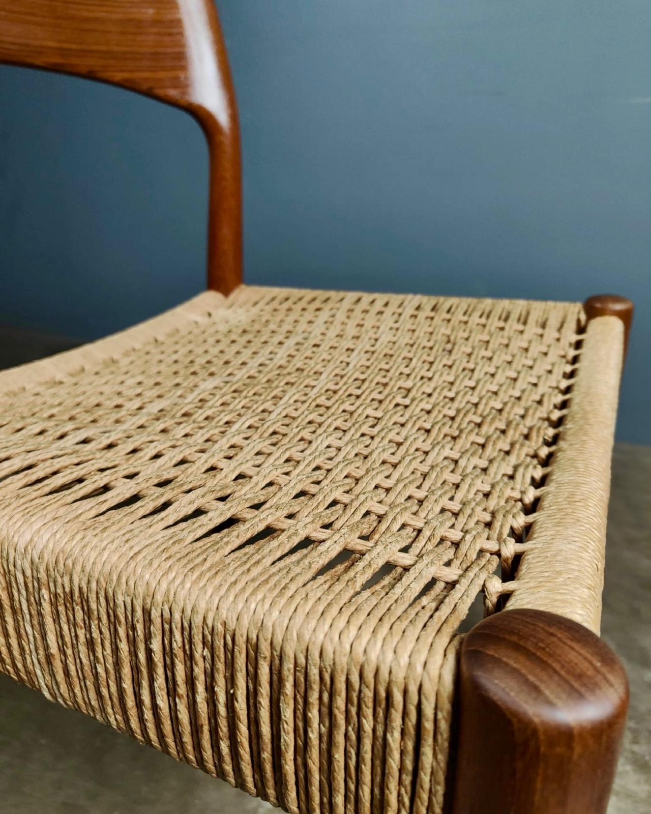 SOLD Papercord Danish Dining Chair By Arne Hovmand-Olsen For Mogens Kold Mid Century Vintage Retro MCM