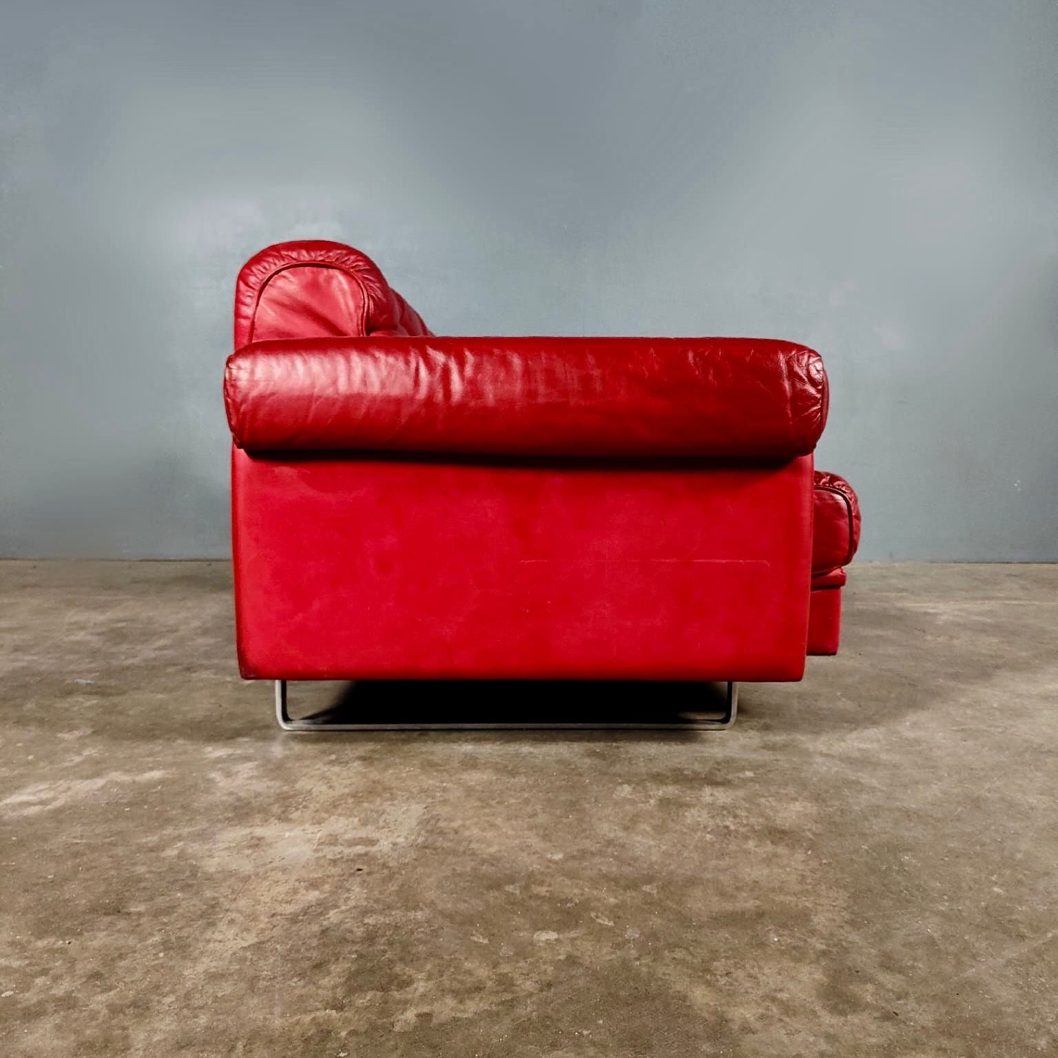 SOLD Reclining Two Seater Sofa De Sede DS-P Leather By Robert Haussmann Switzerland 1971 Mid Century Vintage Retro MCM