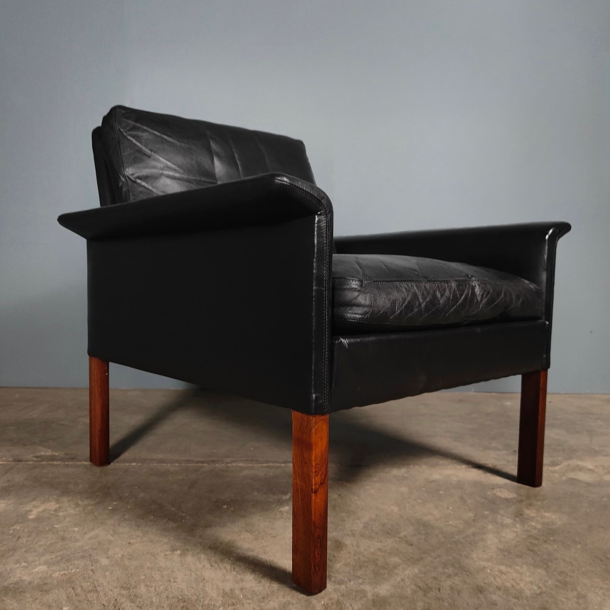 SOLD Black Leather Armchair Hans Olsen CS Møbler Model 500 Mid Century Vintage Retro MCM