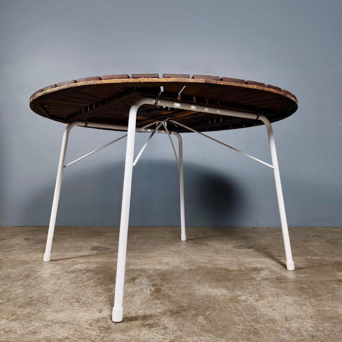 SOLD Daneline BKS Garden Set 4 Stacking Chairs & Folding Sunburst Table Danish Mid Century Vintage Retro MCM