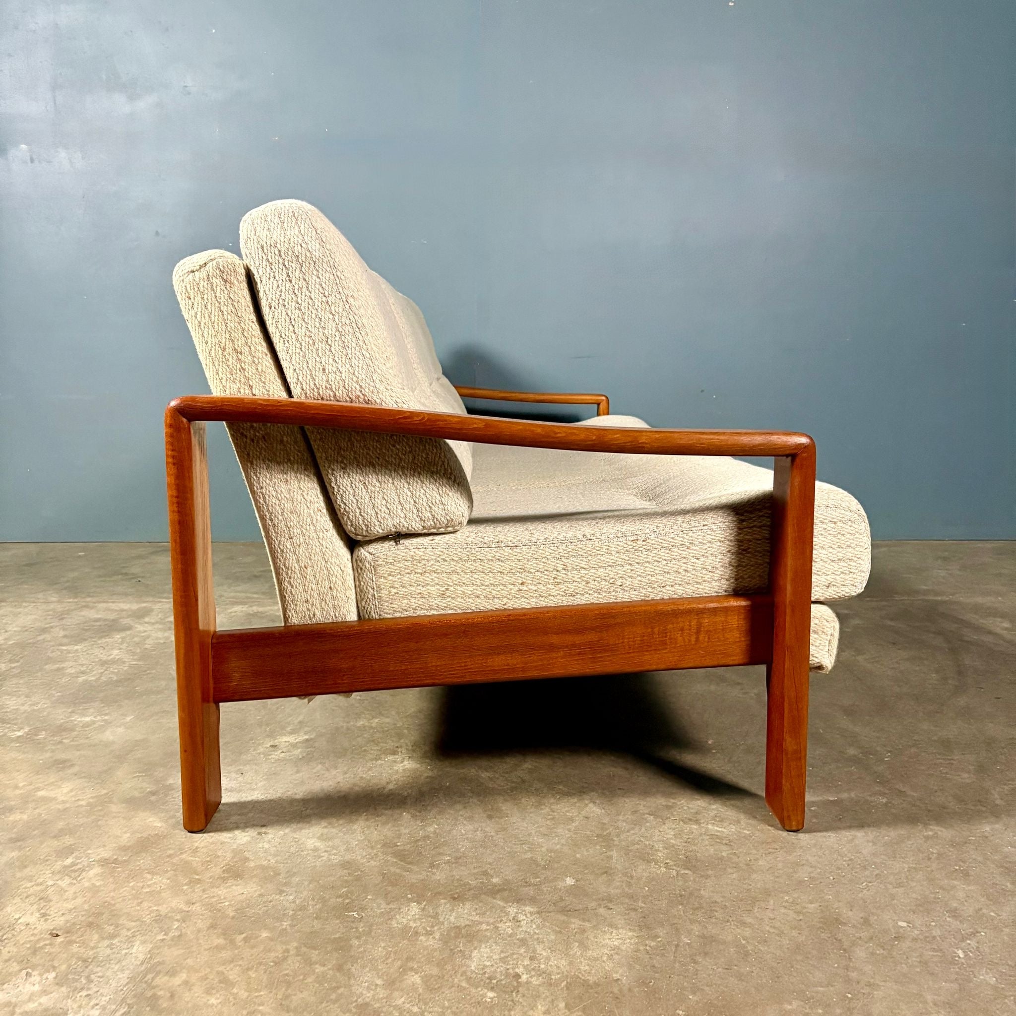 SOLD Danish Three Seater Sofa Teak Mid Century Vintage Retro MCM