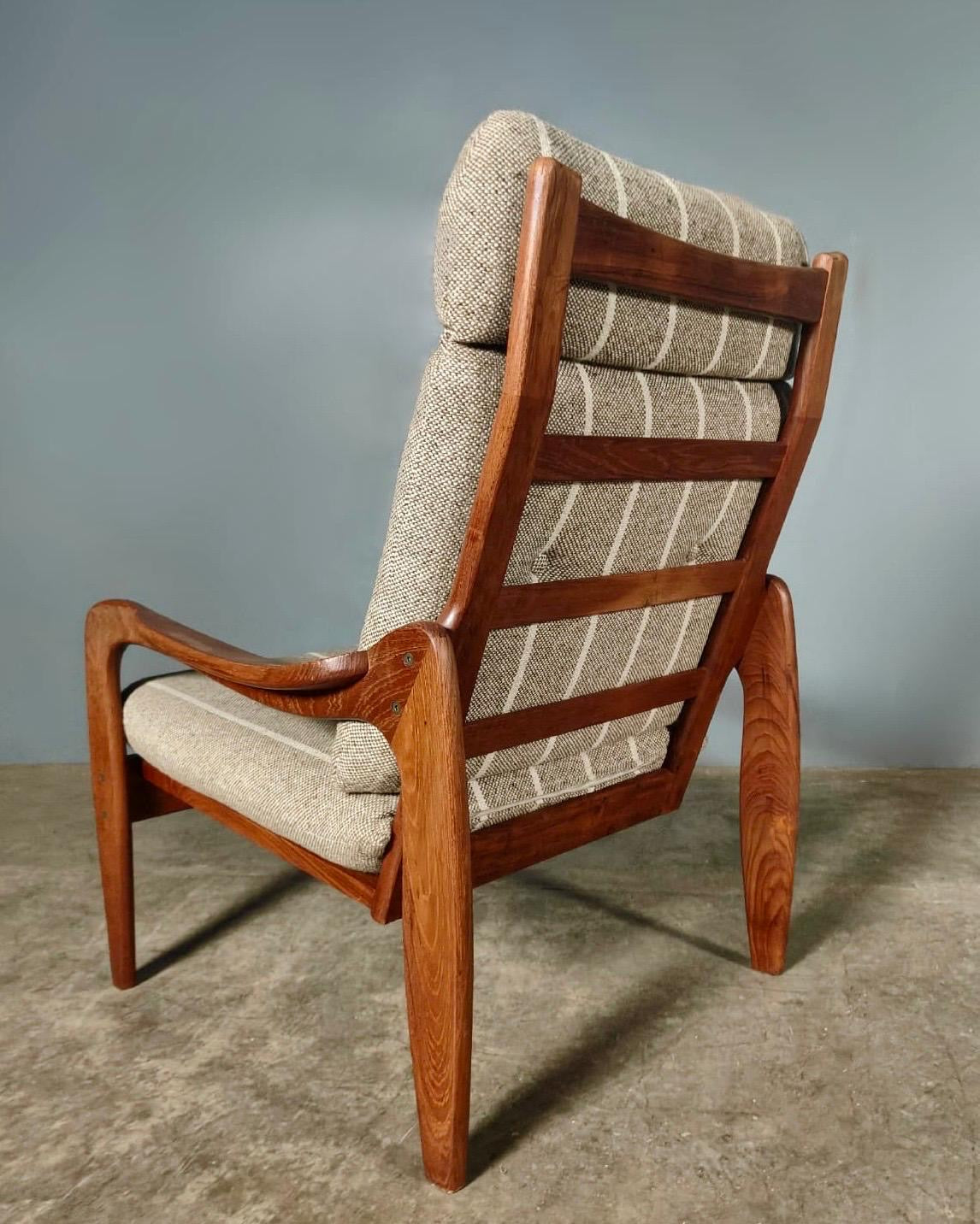 Mid Century Grey Wool Teak Armchair Vintage Retro MCM