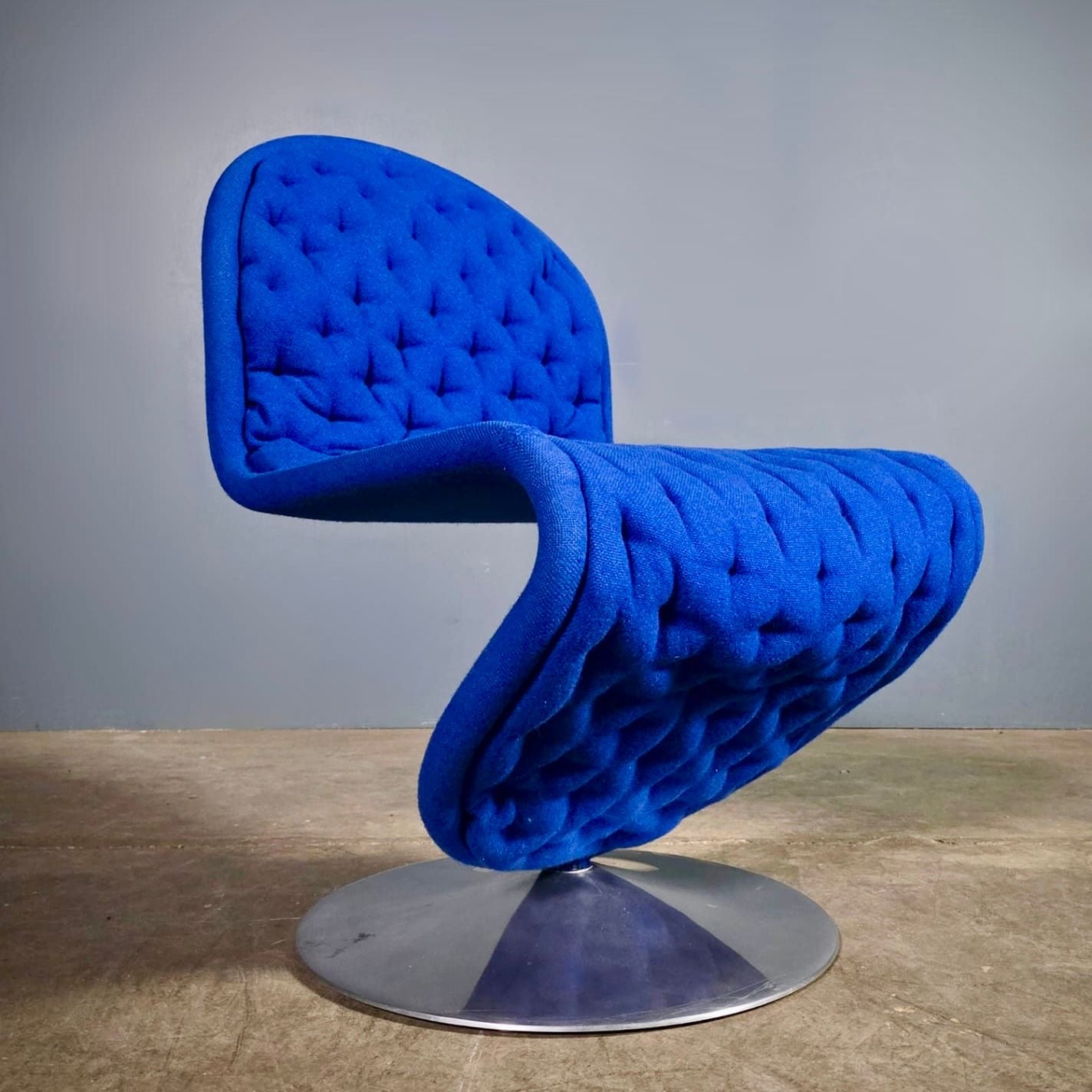 Blue Wool Verner Panton For Fritz Hansen 1-2-3 Series Easy Lounge Chair Mid Century Vintage Retro MCM