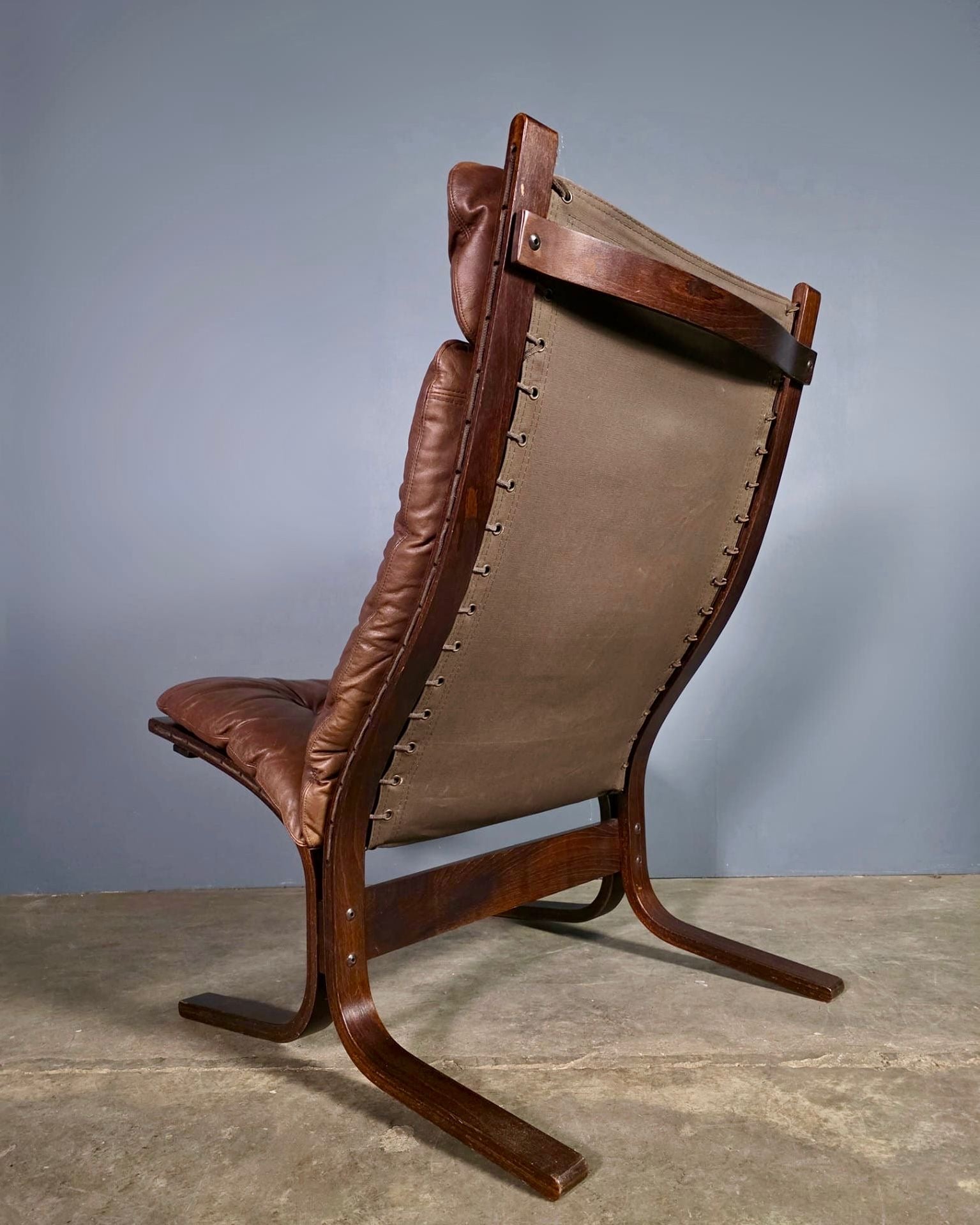 Siesta Leather Lounge Chair & Footstool By Ingmar Relling For Westnofa Mid Century Vintage Retro MCM