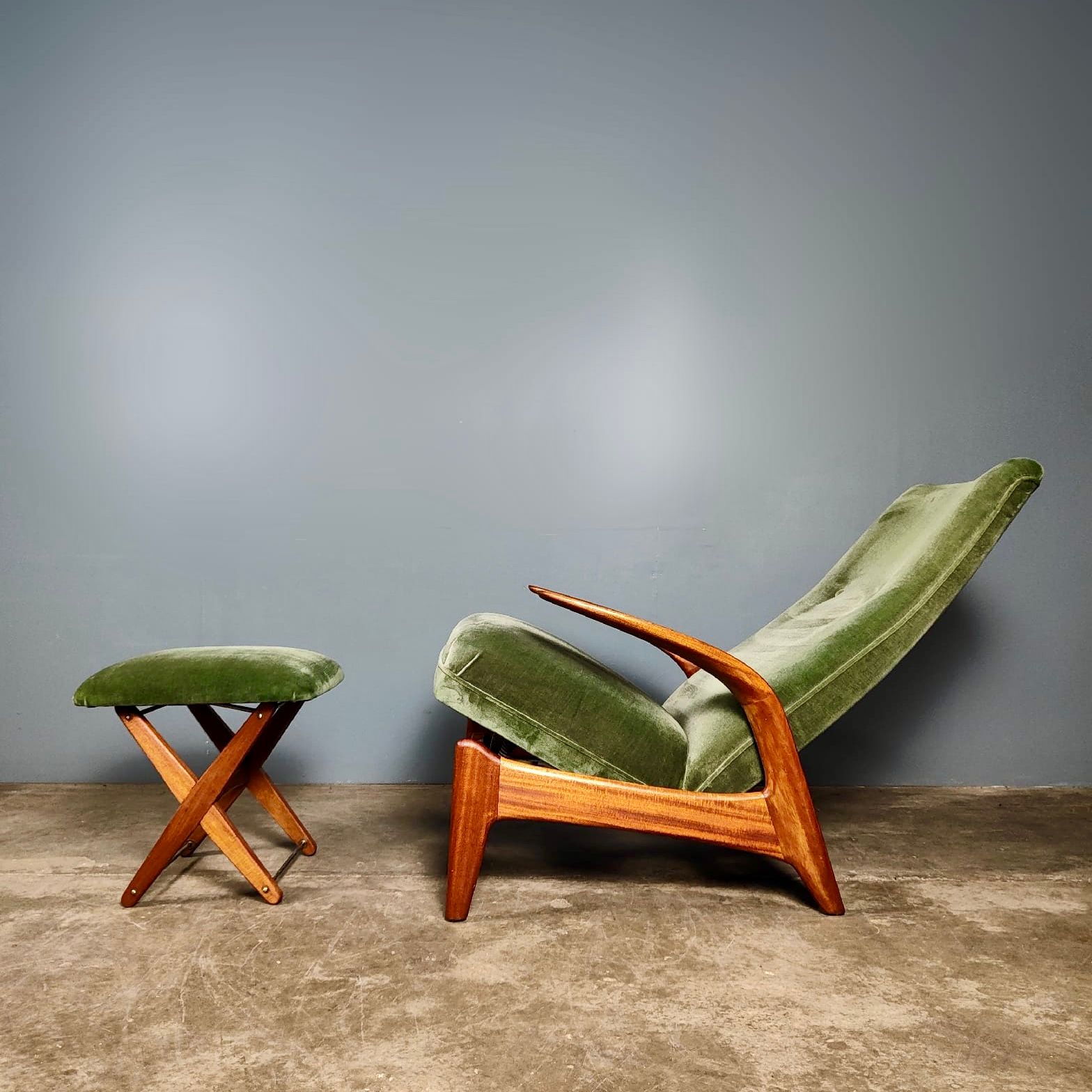 SOLD Pair Of Green Rock ‘N’ Rest Lounge Chairs & Footstool Rolf Rastad & Adolf Relling Gimson & Slater Mid Century Vintage Retro MCM