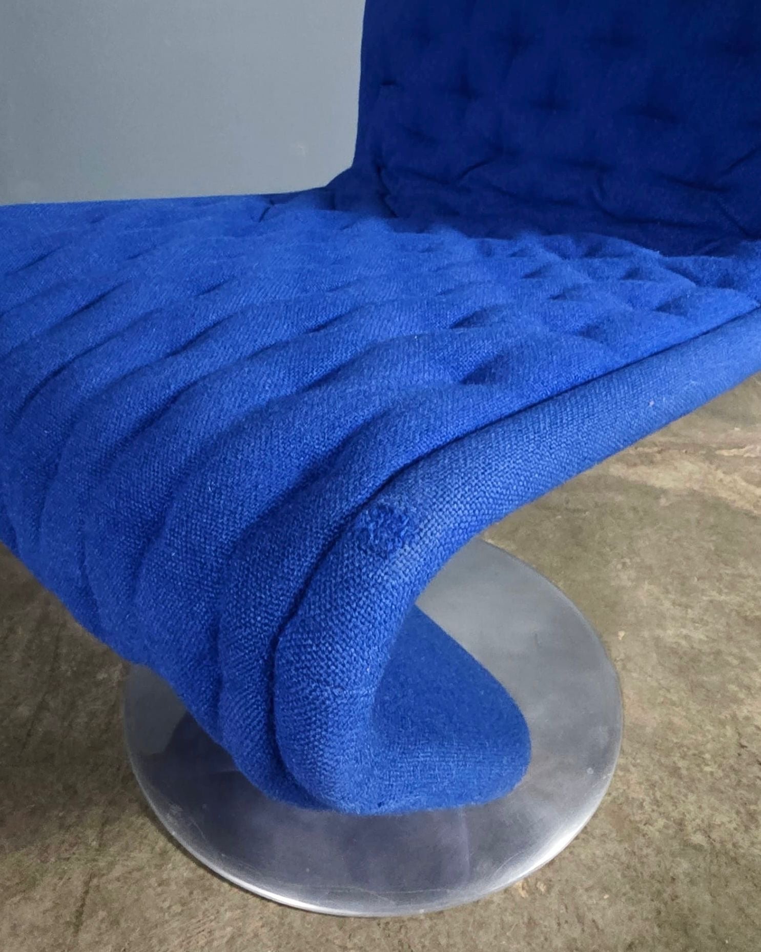 Blue Wool Verner Panton For Fritz Hansen 1-2-3 Series Easy Lounge Chair Mid Century Vintage Retro MCM