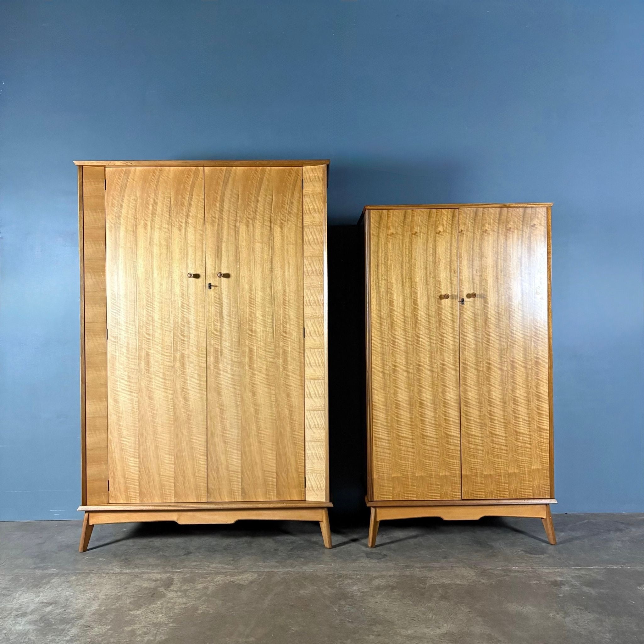 Pair Of Alfred Cox Matching ‘His & Her’ Walnut Wardrobes Mid Century Vintage Retro MCM