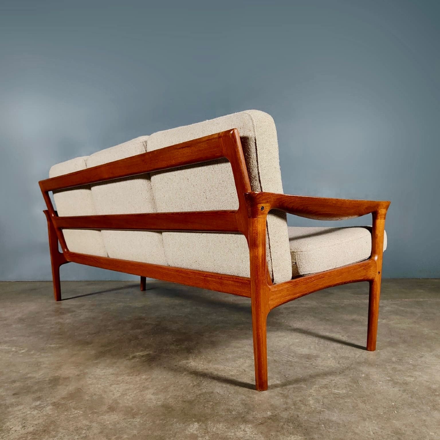 Mid Century Danish Teak Three Seater Sofa By Illum Wikkelsø For Glostrup Møbelfabrik Vintage Retro MCM