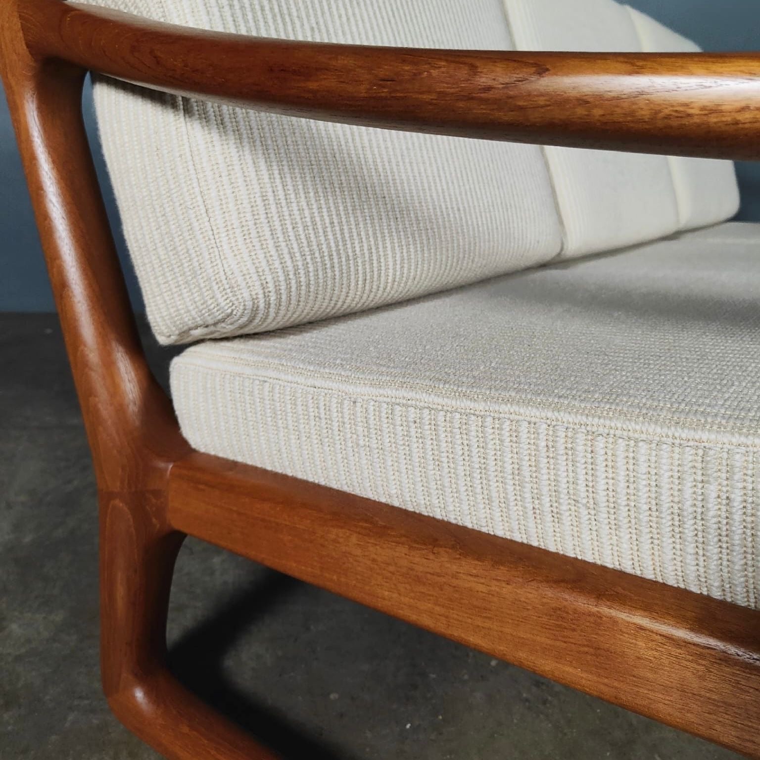 Mid Century Danish Juul Kristensen Teak Three Seater Sofa Vintage Retro MCM