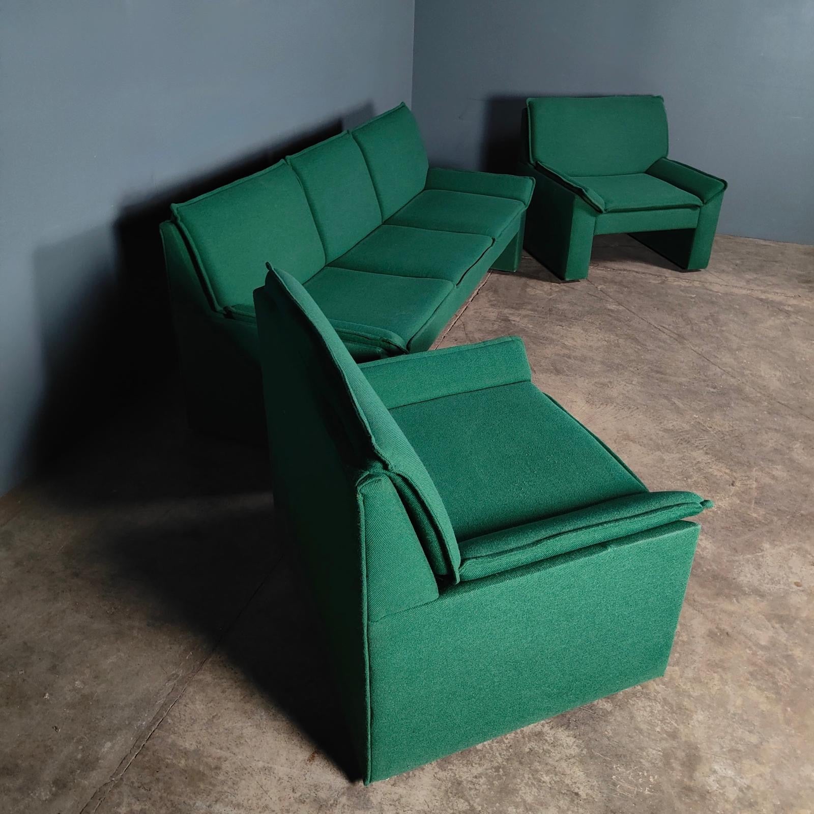 SOLD Green Wool Three Seater Sofa Mid Century Vintage Retro MCM