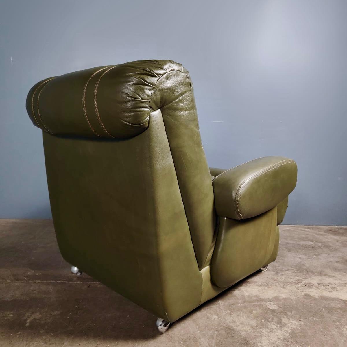 SOLD Mid Century Green Leather Modular Seating Set Vintage Retro MCM