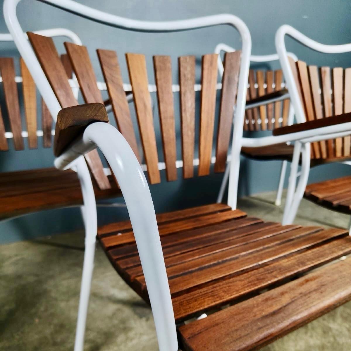 SOLD Danish Teak Daneline BKS 4 Garden Stacking Chairs & Table Mid Century Vintage Retro MCM
