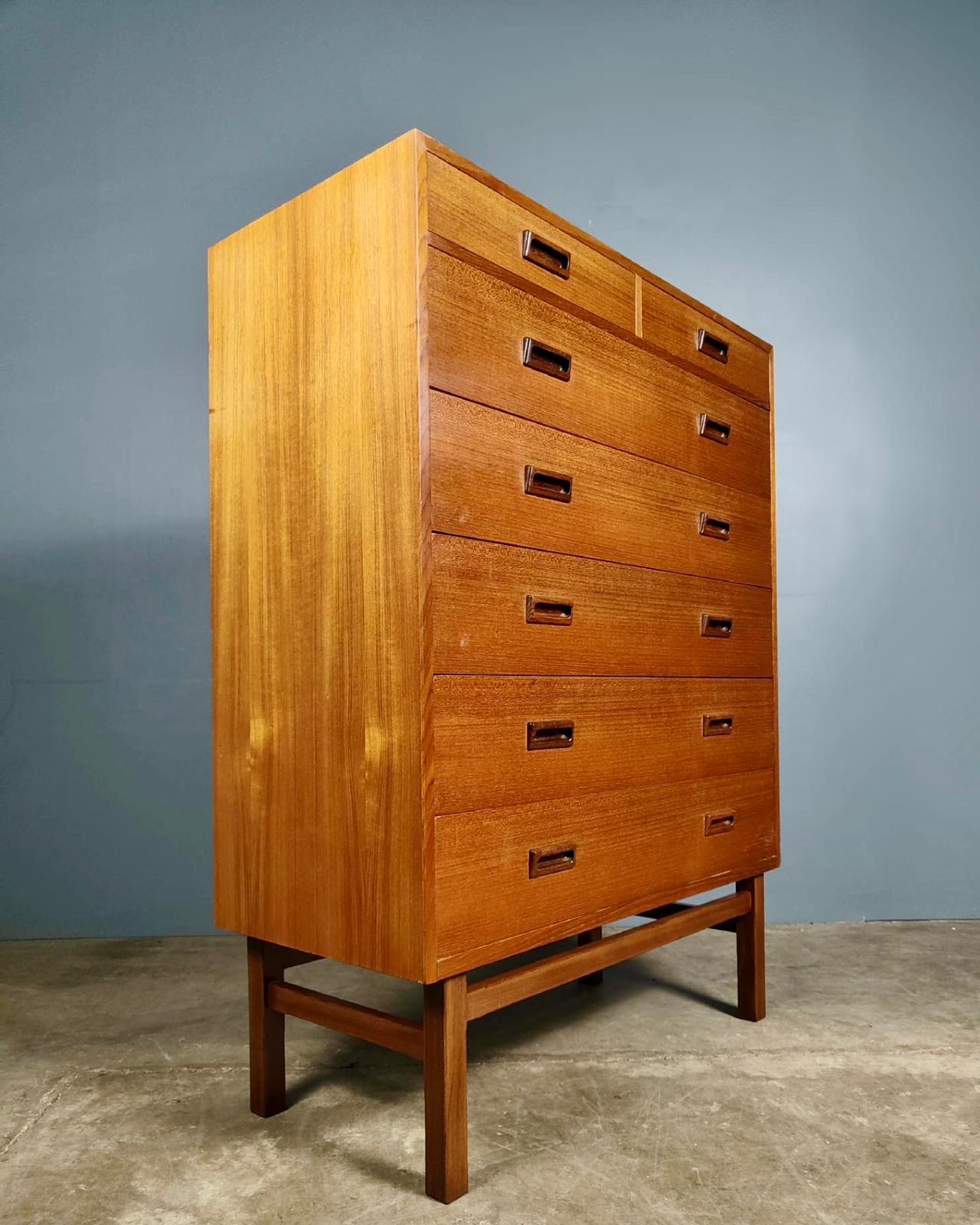 SOLD Large Danish Tall Boy/Chest Of Drawers By Vitze Møbelfabrik Børge Mogensen Mid Century Vintage Retro MCM