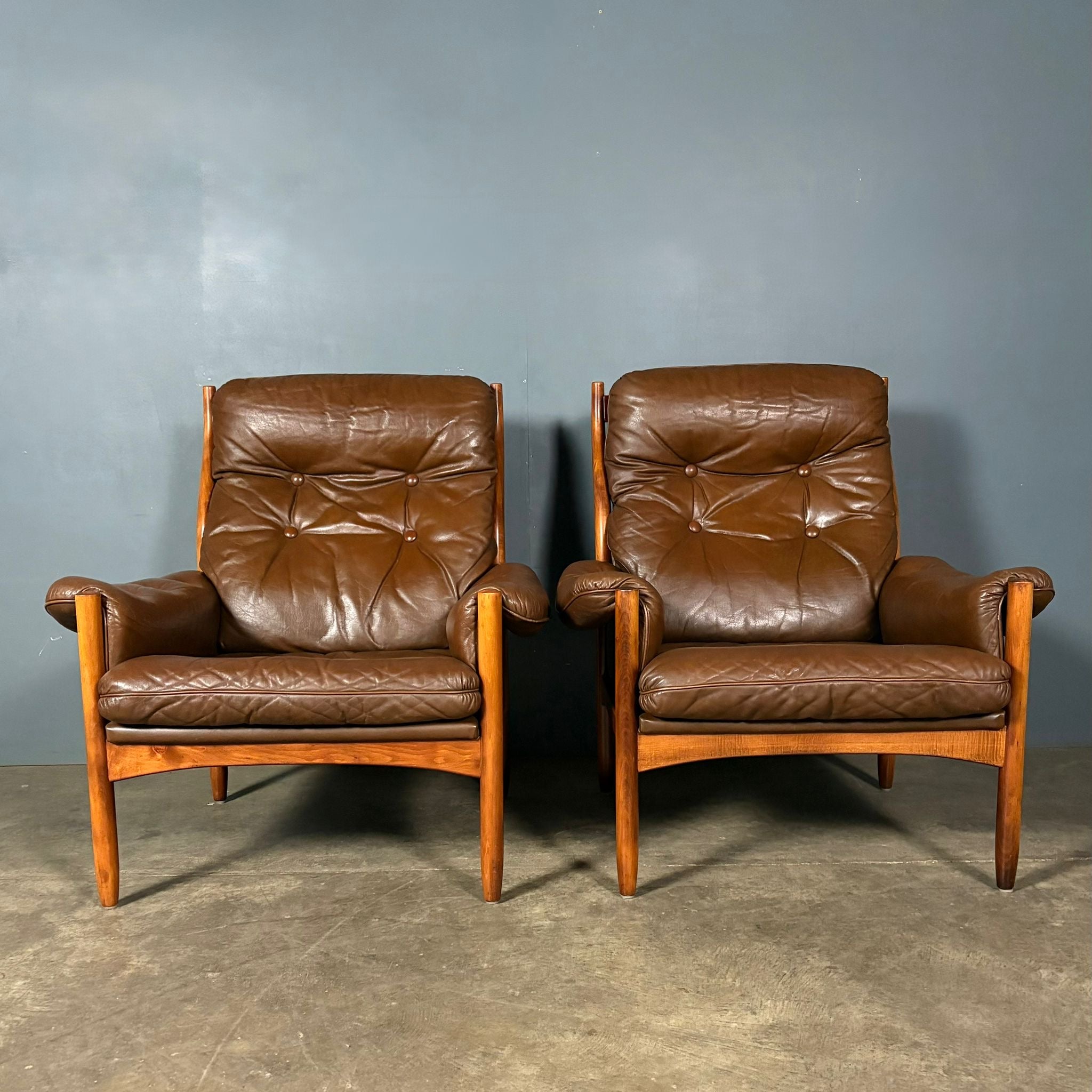 Mid Century Göte Möbler Brown Leather Armchair Vintage Retro MCM